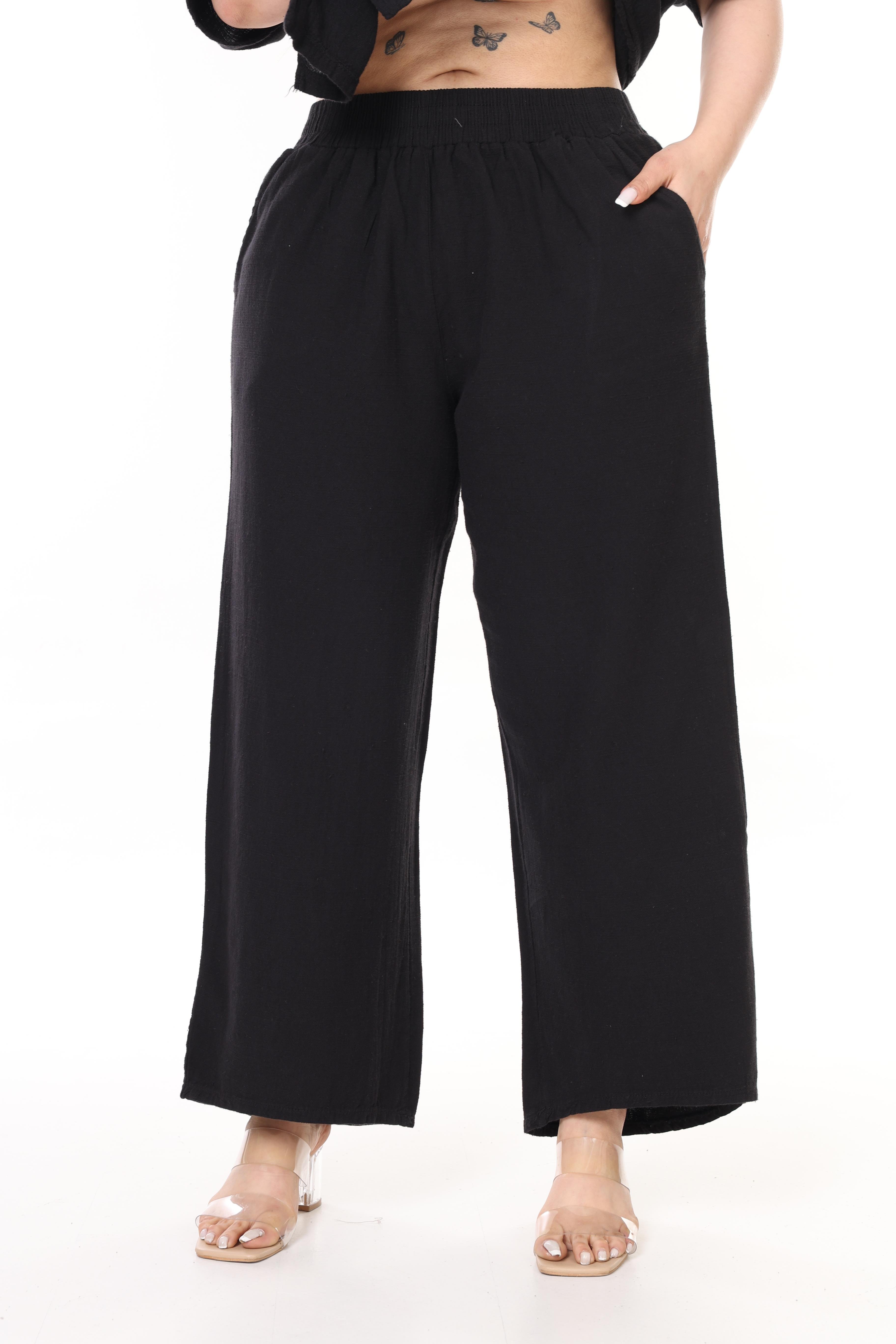 %100 Pamuk Keten Geniş Kesim Pantolon&Gömlek Takım