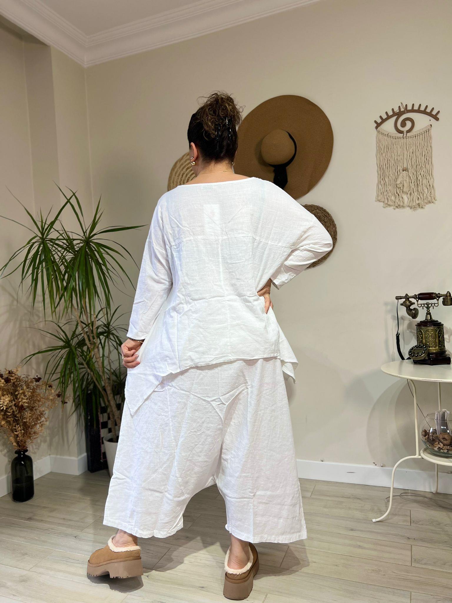 %100 Pamuk Keten Otantik Tarz Şalvar Takım