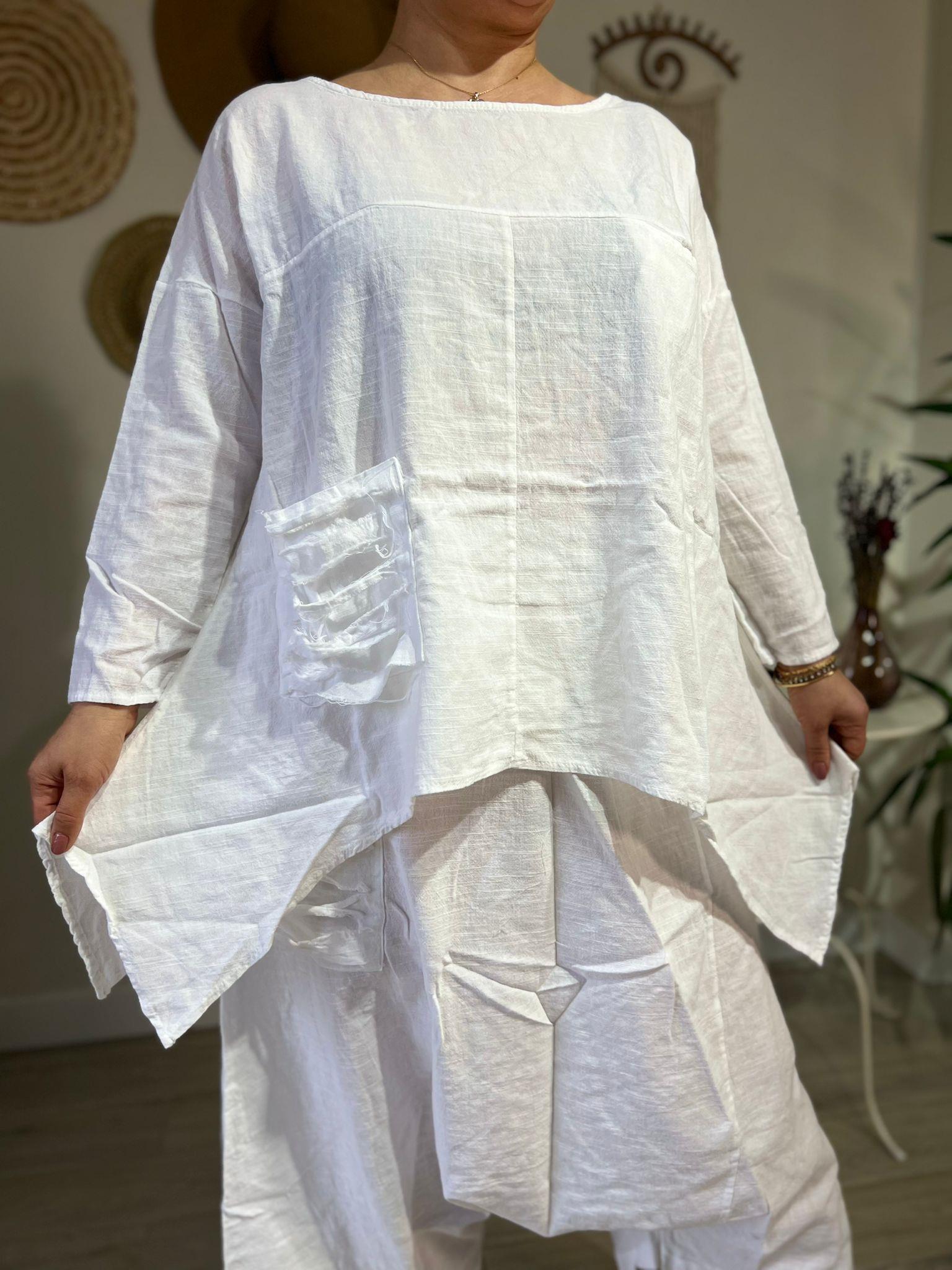 %100 Pamuk Keten Otantik Tarz Şalvar Takım