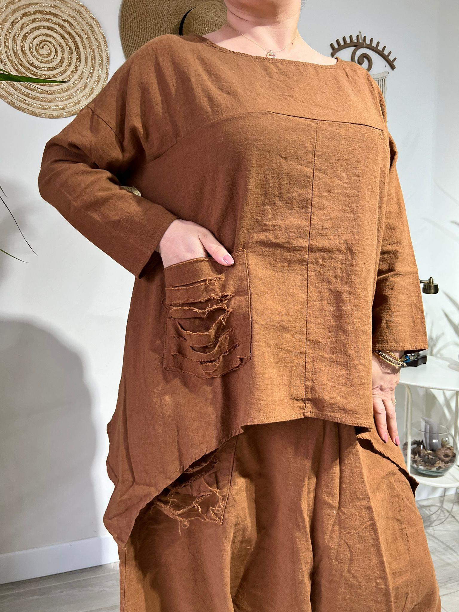 %100 Pamuk Keten Otantik Tarz Şalvar Takım