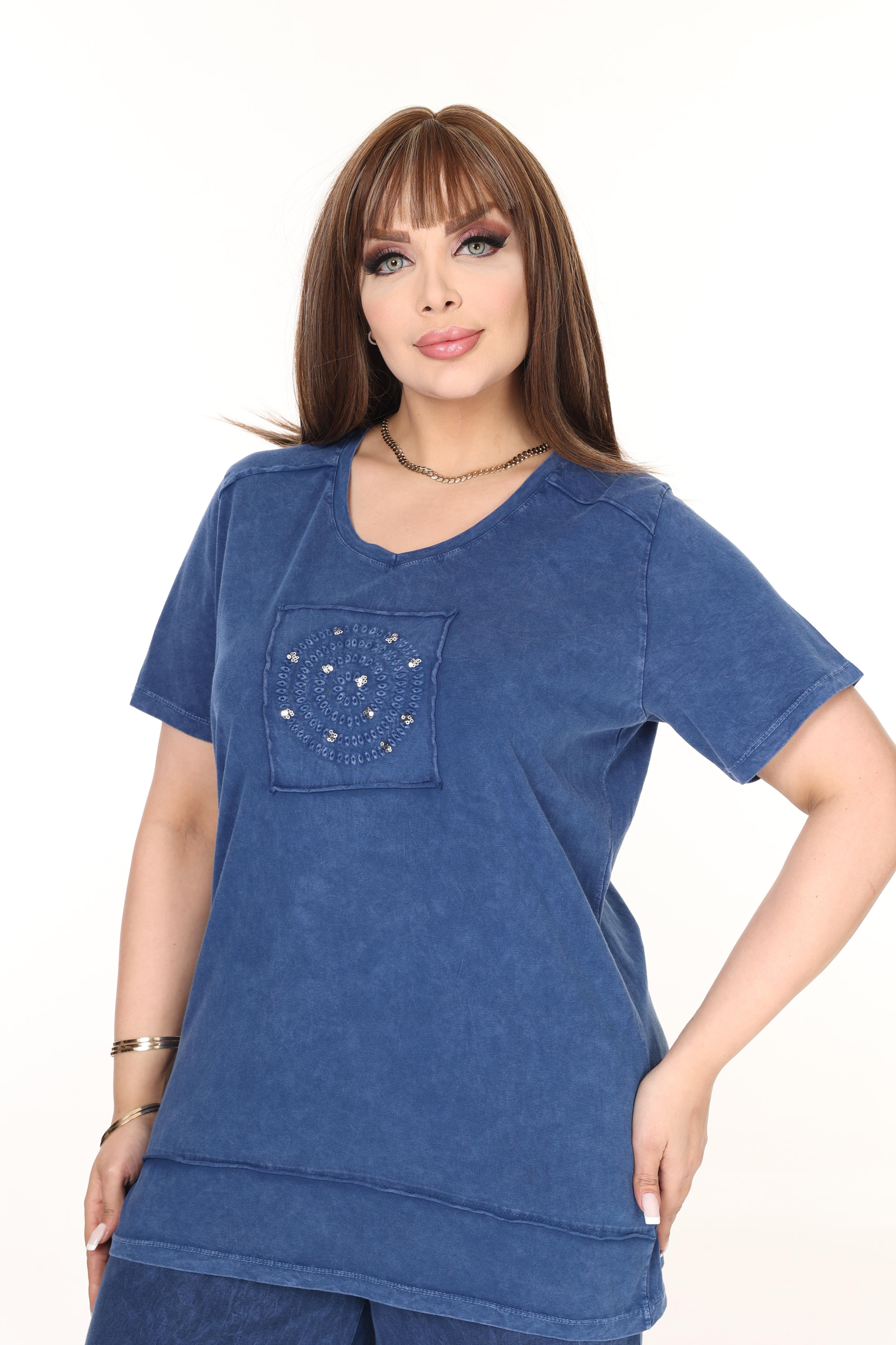 %100 Pamuk Yıkamalı Kumaş Taş Baskılı Alt-Üst Takım