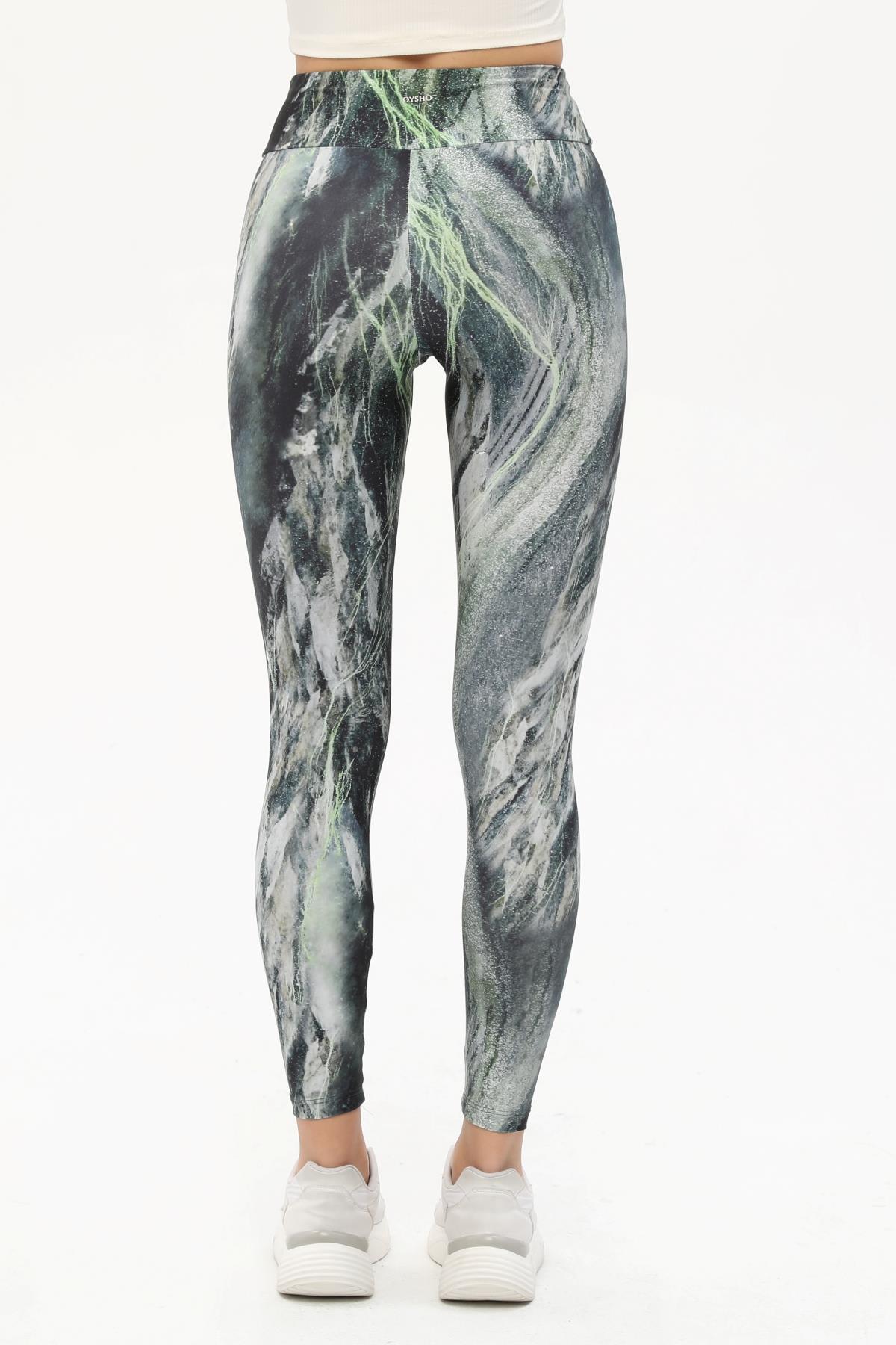 Bilek Hizasında Desenli Spor Tayt