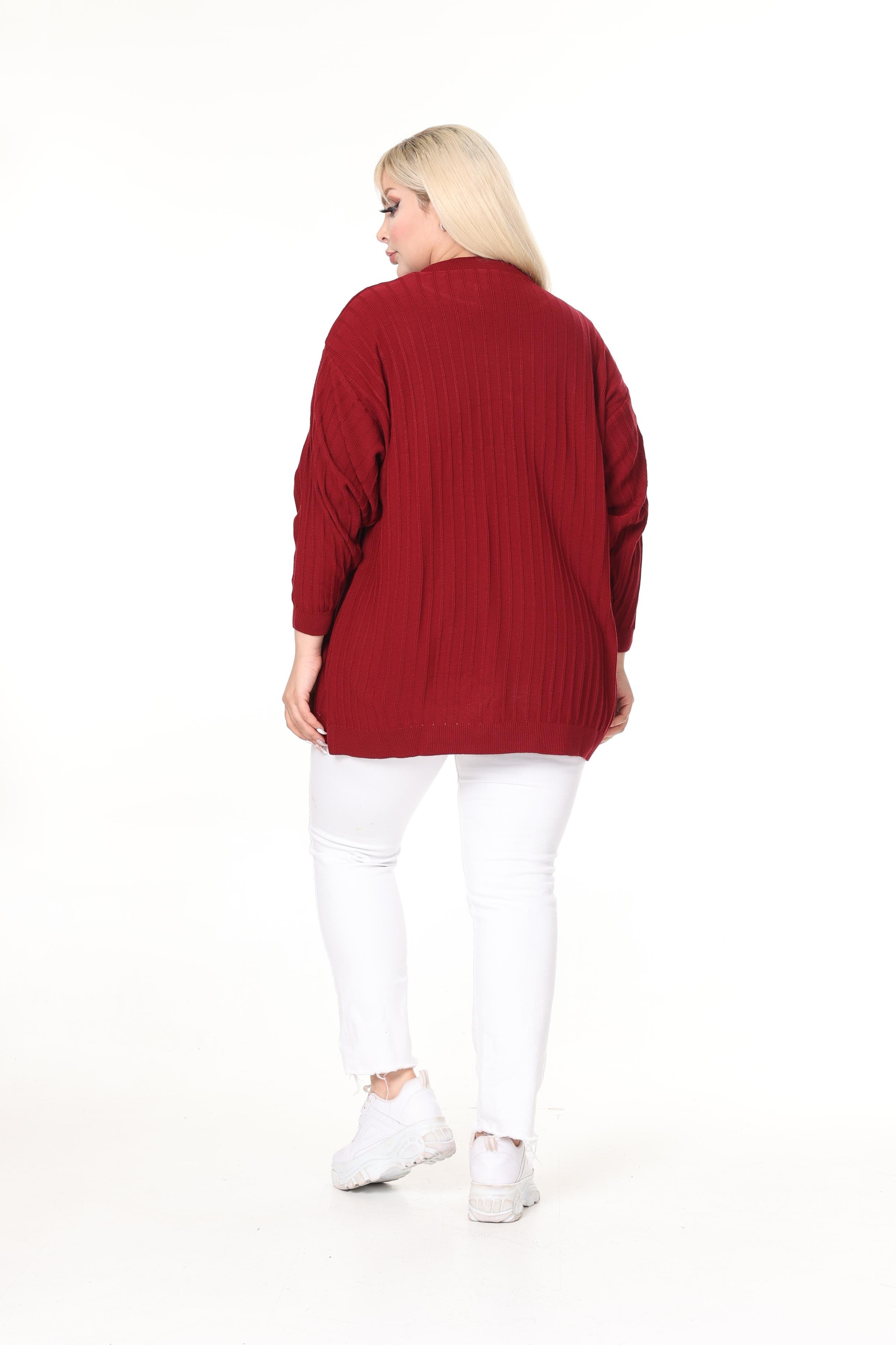 Bisiklet Yaka Rahat Kalıp Büyük Beden Triko Kazak