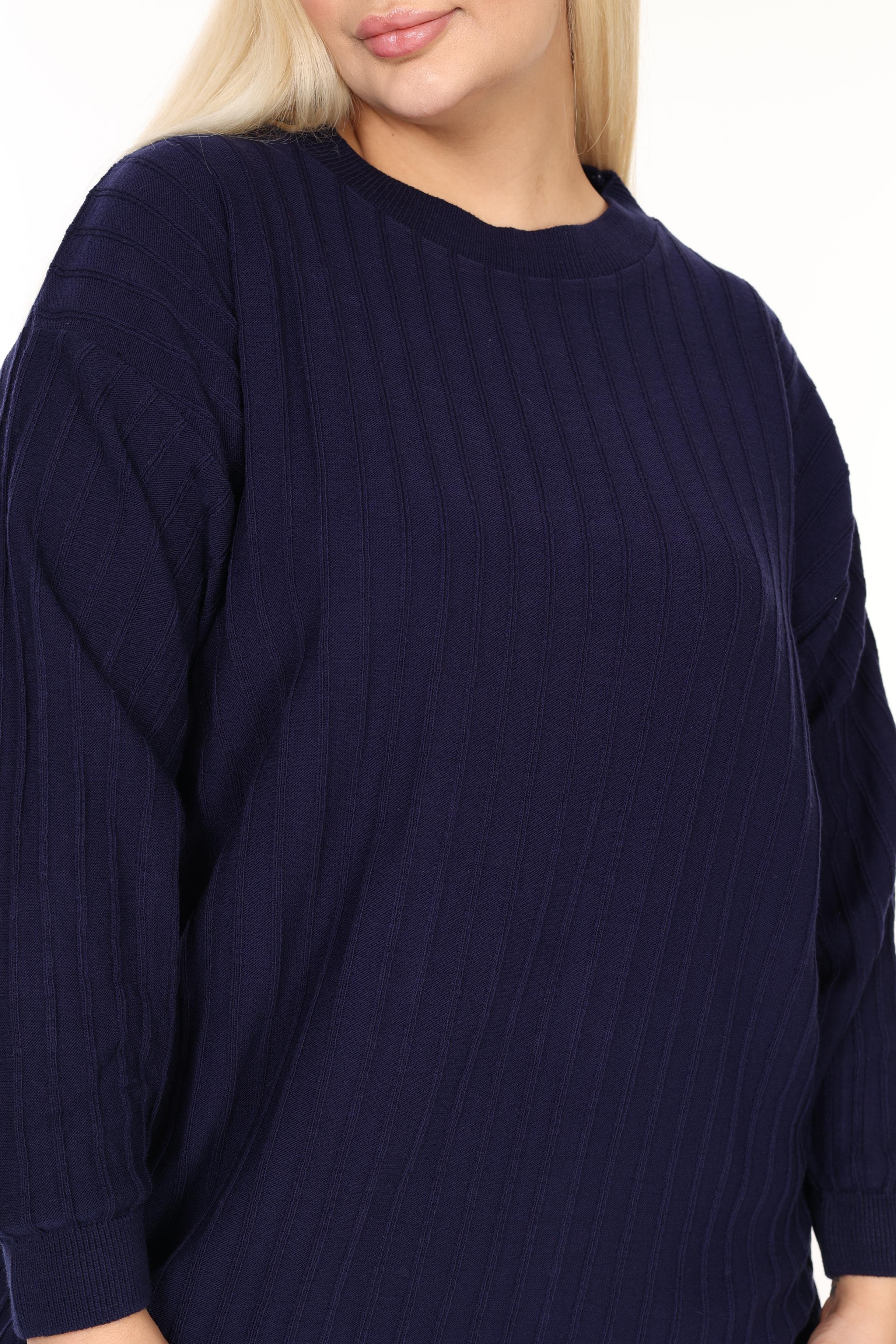 Bisiklet Yaka Rahat Kalıp Büyük Beden Triko Kazak