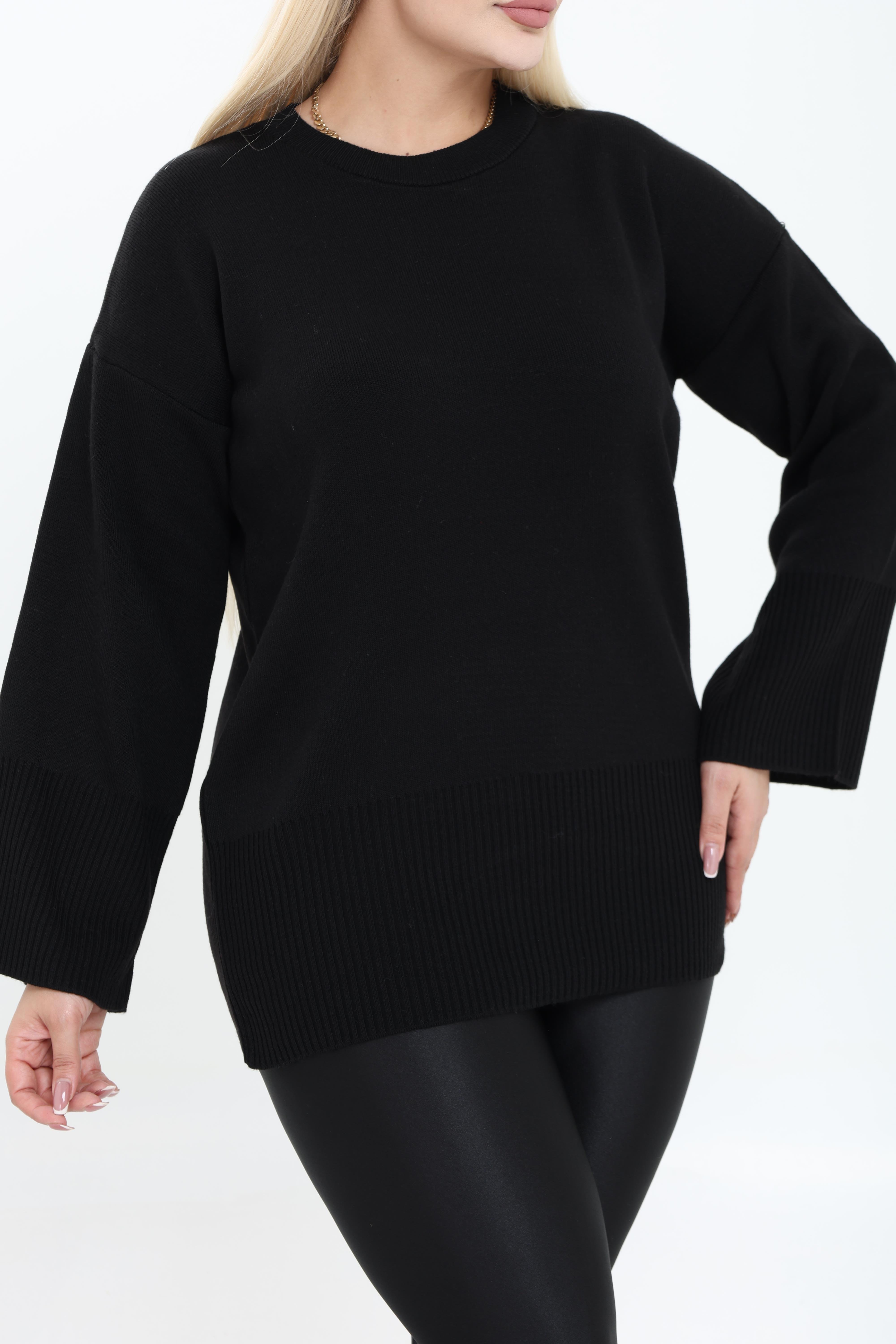 Bisiklet Yaka Rahat Kalıp Triko Örme Kazak