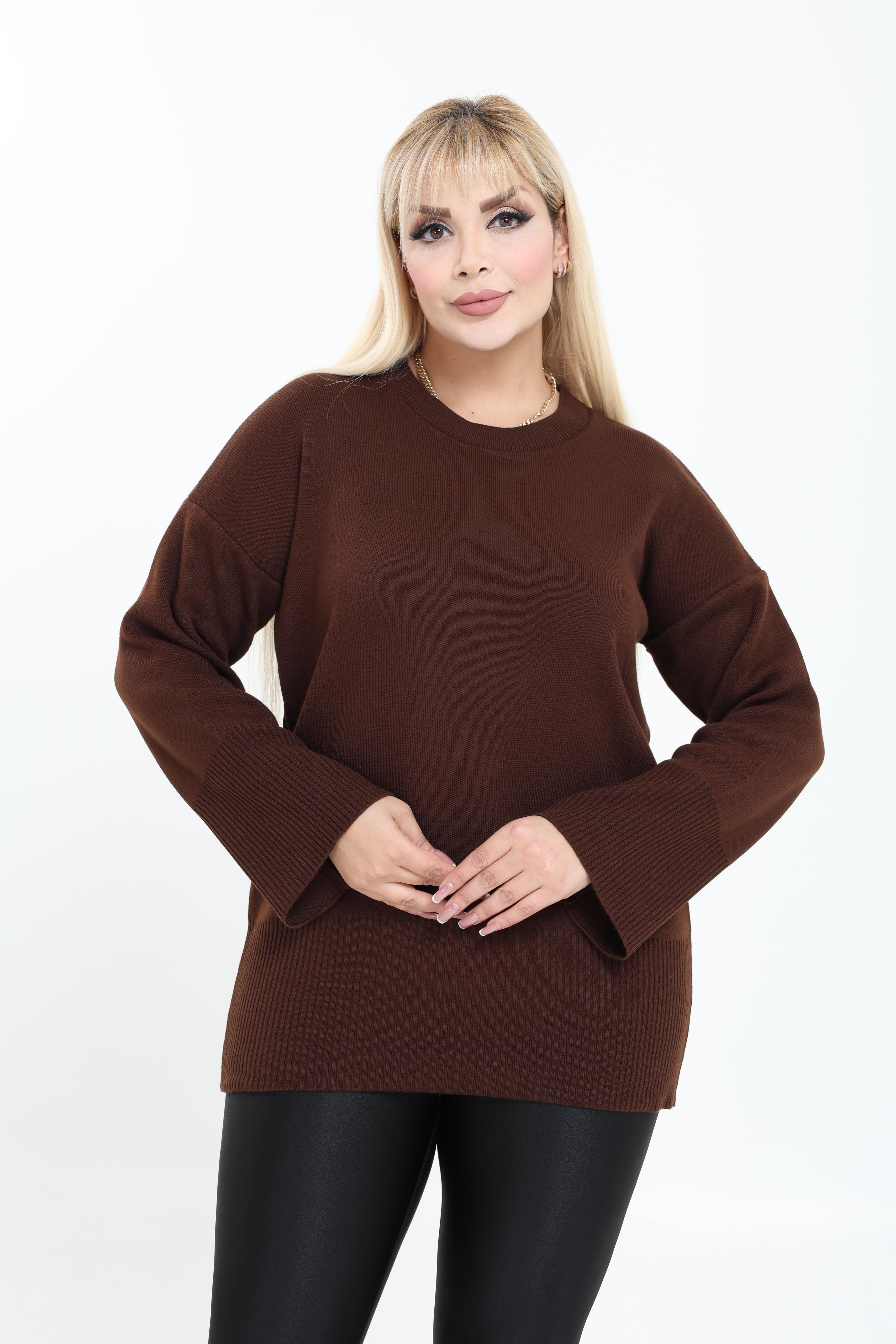 Bisiklet Yaka Rahat Kalıp Triko Örme Kazak