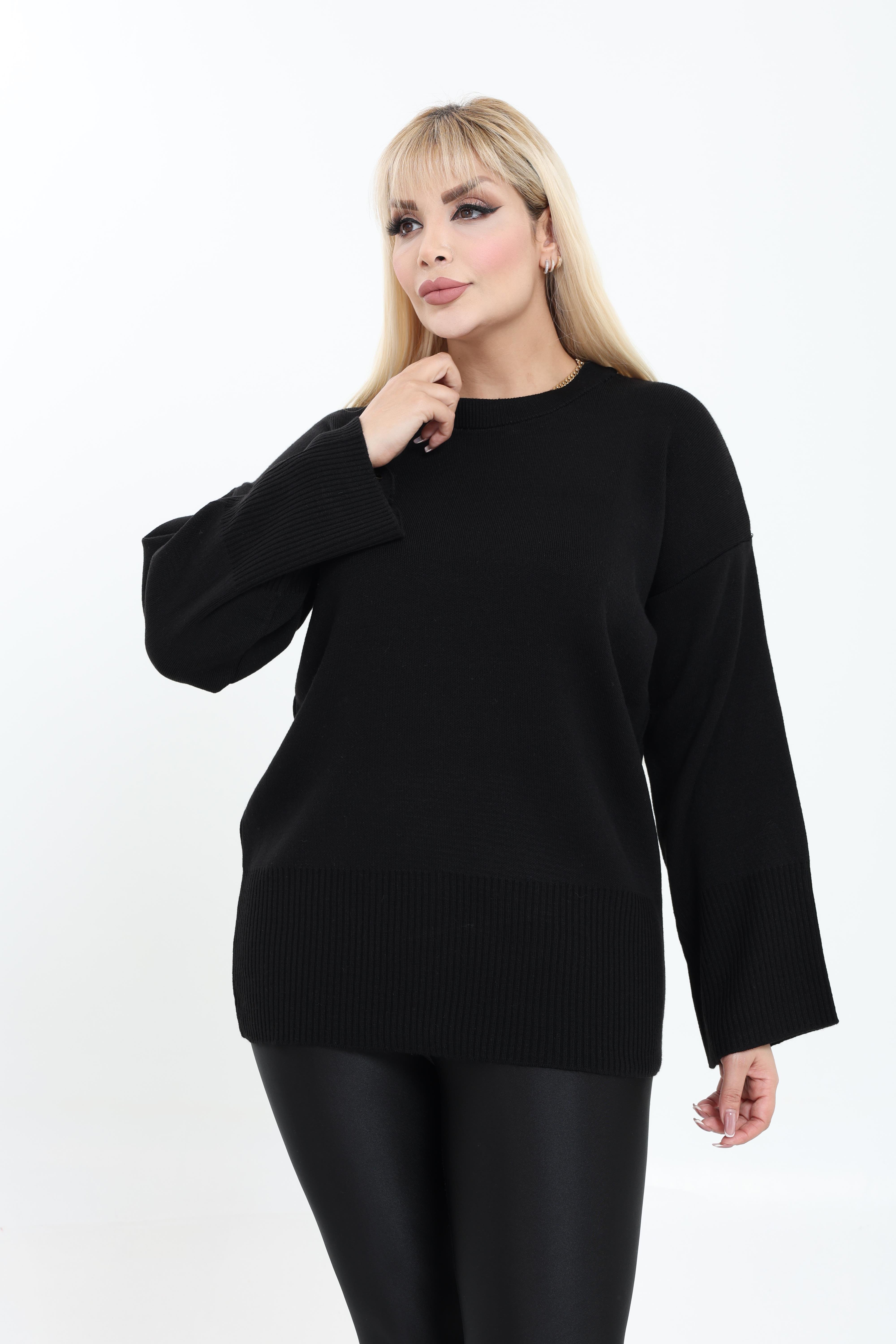 Bisiklet Yaka Rahat Kalıp Triko Örme Kazak