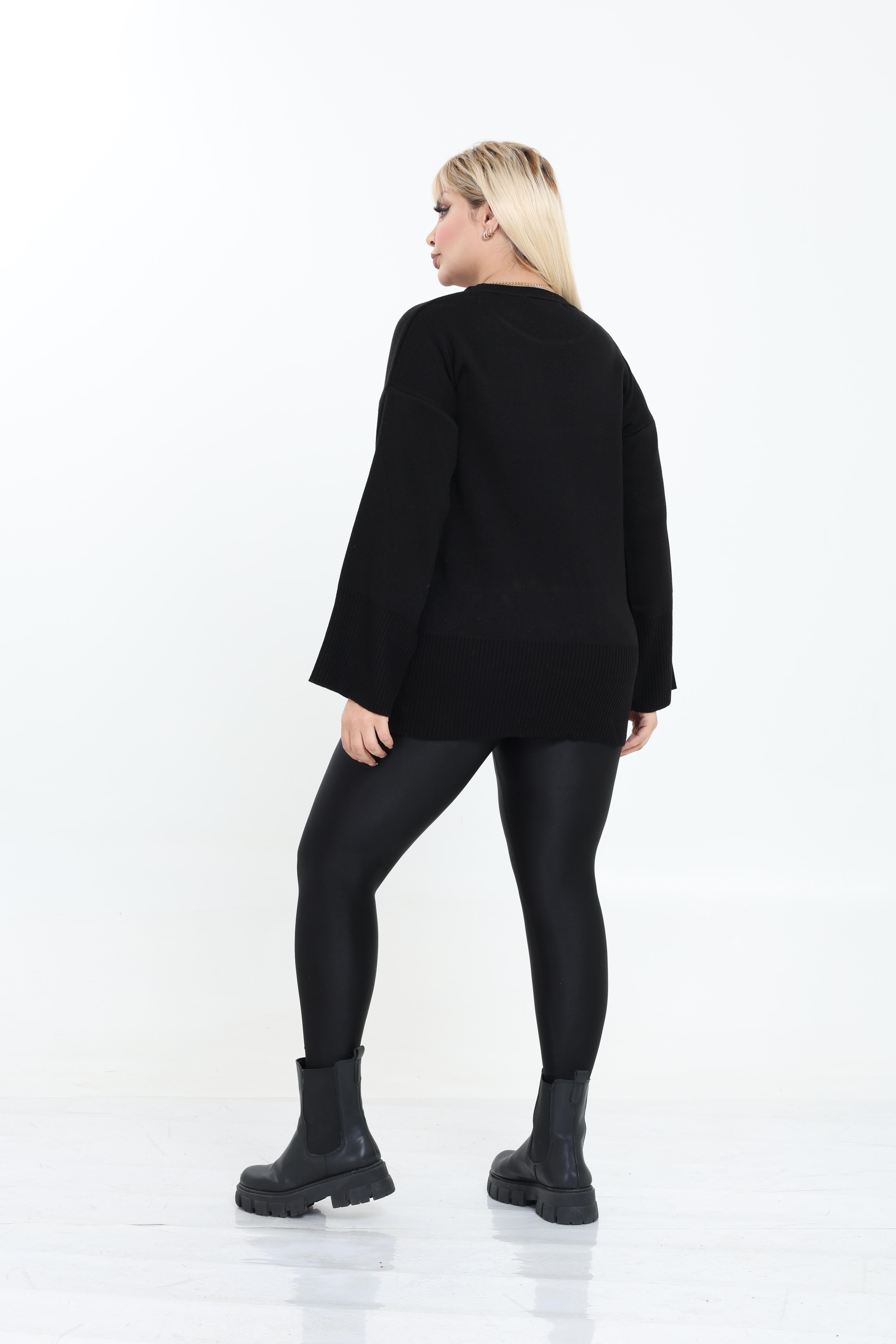 Bisiklet Yaka Rahat Kalıp Triko Örme Kazak