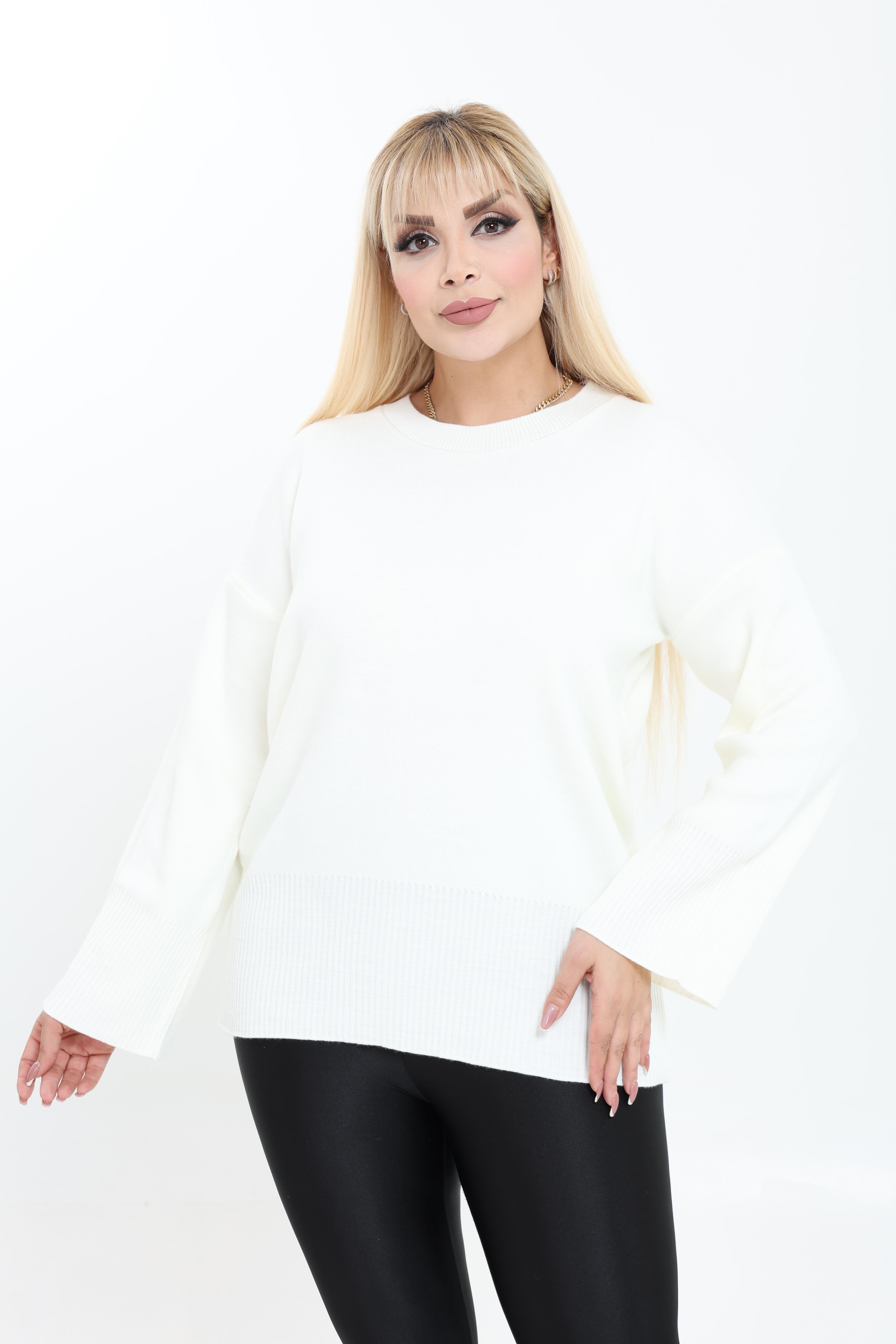 Bisiklet Yaka Rahat Kalıp Triko Örme Kazak