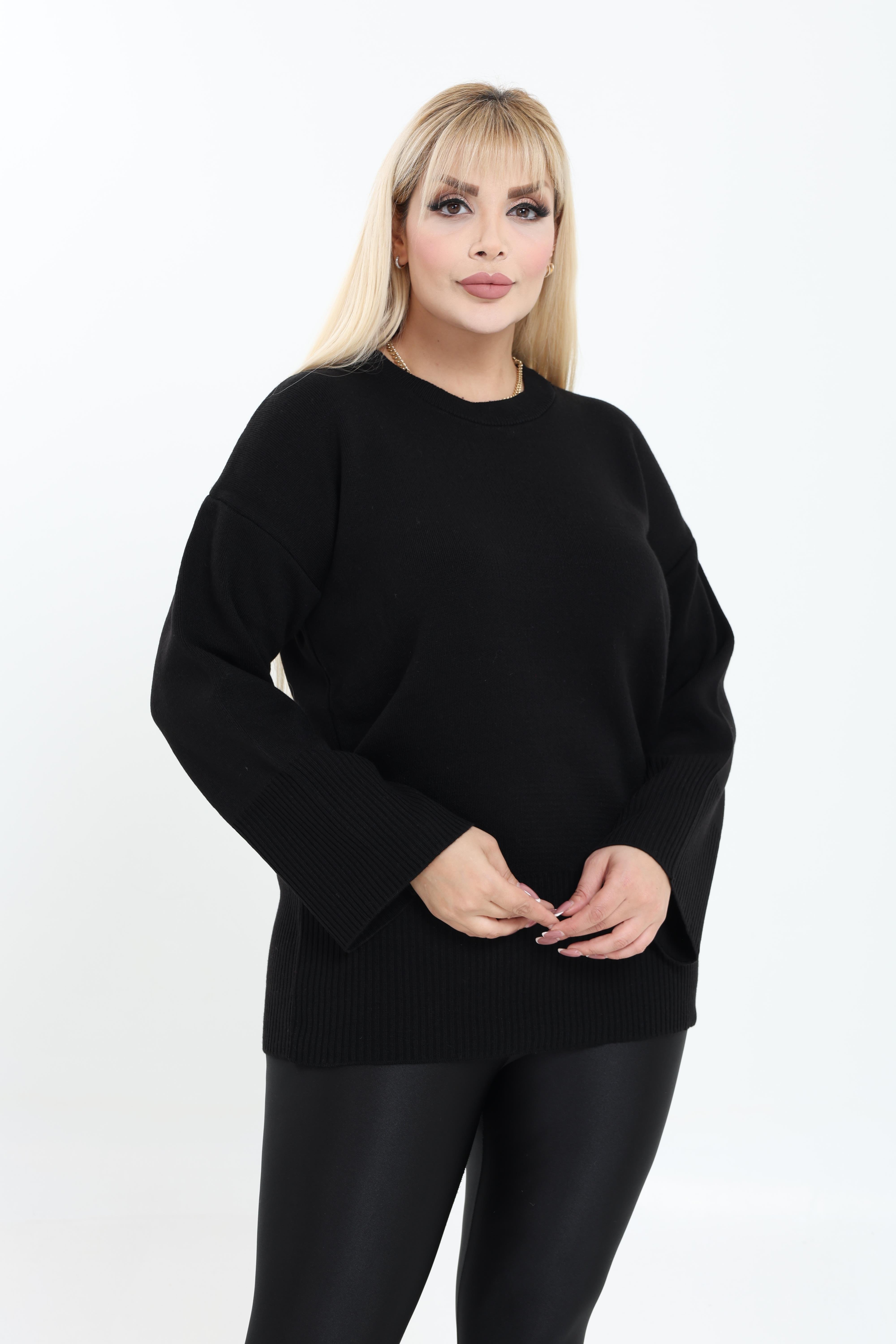 Bisiklet Yaka Rahat Kalıp Triko Örme Kazak