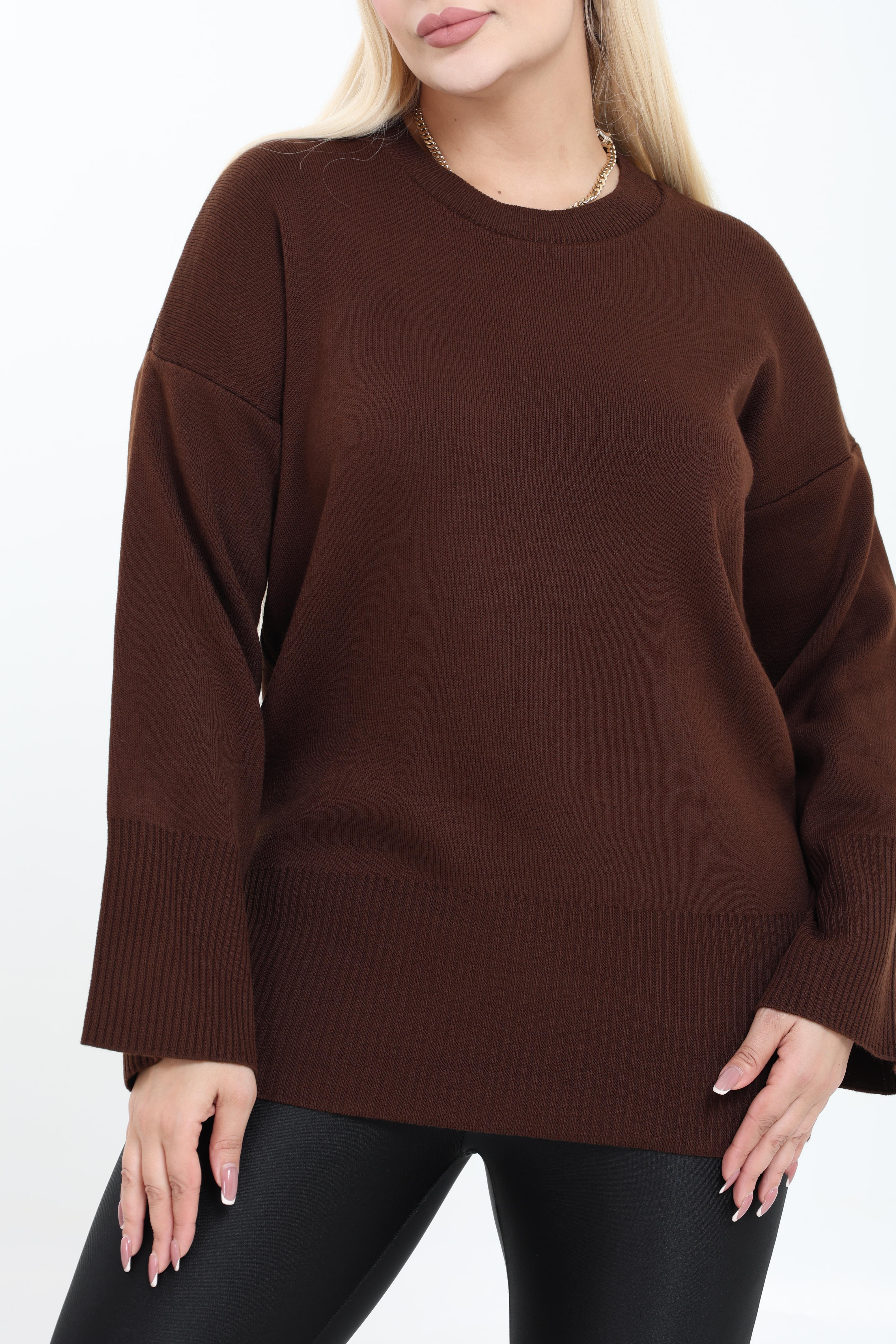 Bisiklet Yaka Rahat Kalıp Triko Örme Kazak