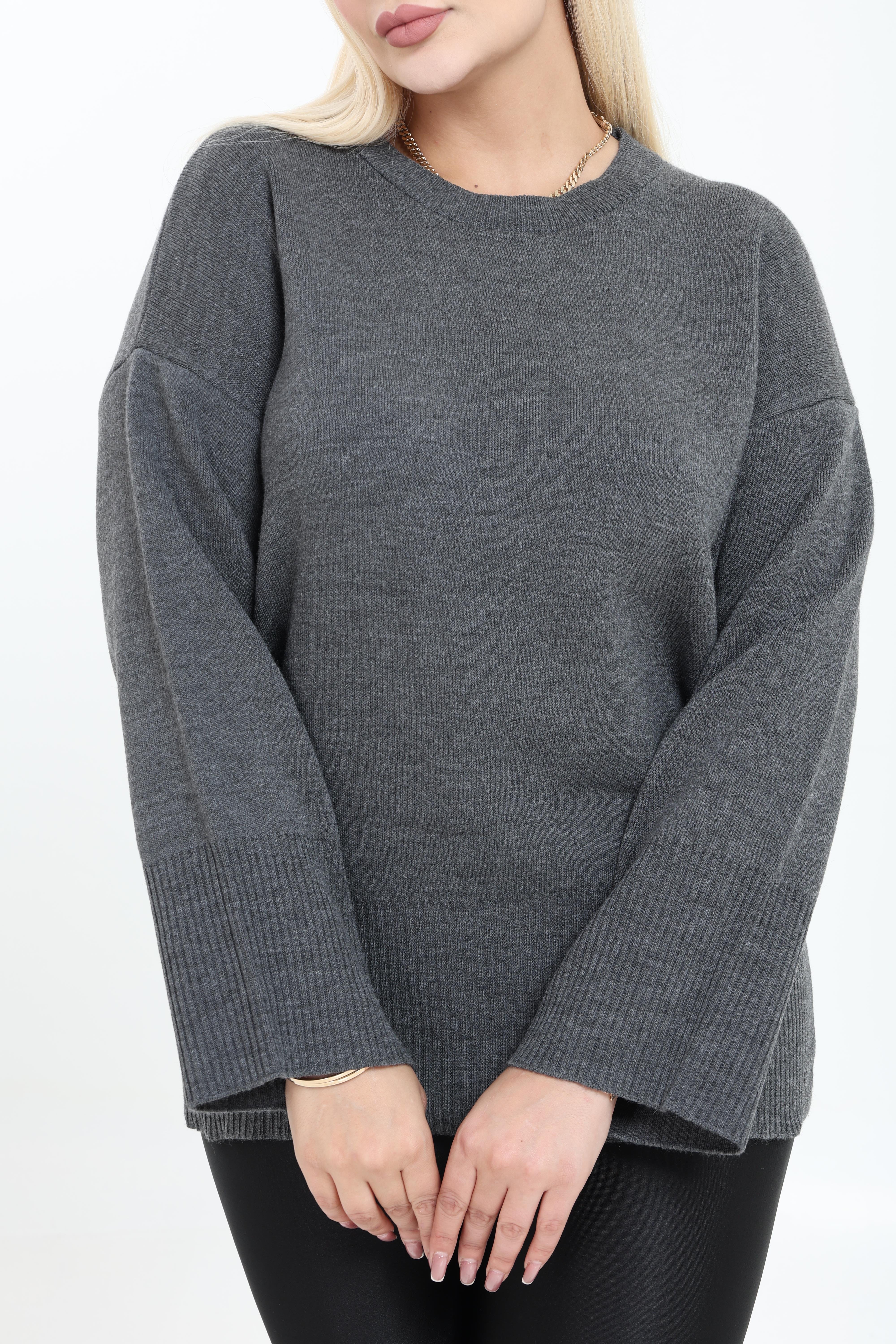 Bisiklet Yaka Rahat Kalıp Triko Örme Kazak