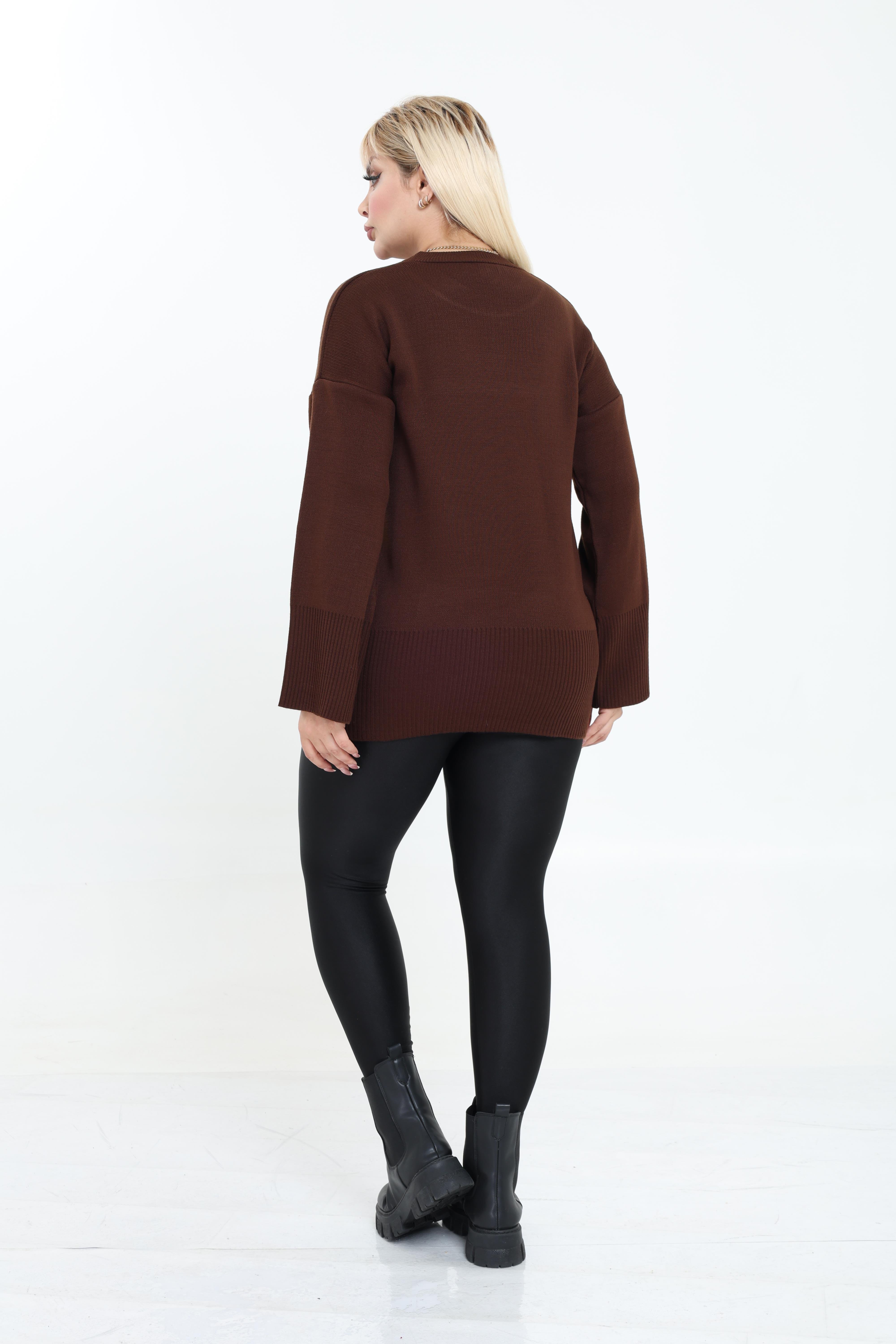 Bisiklet Yaka Rahat Kalıp Triko Örme Kazak