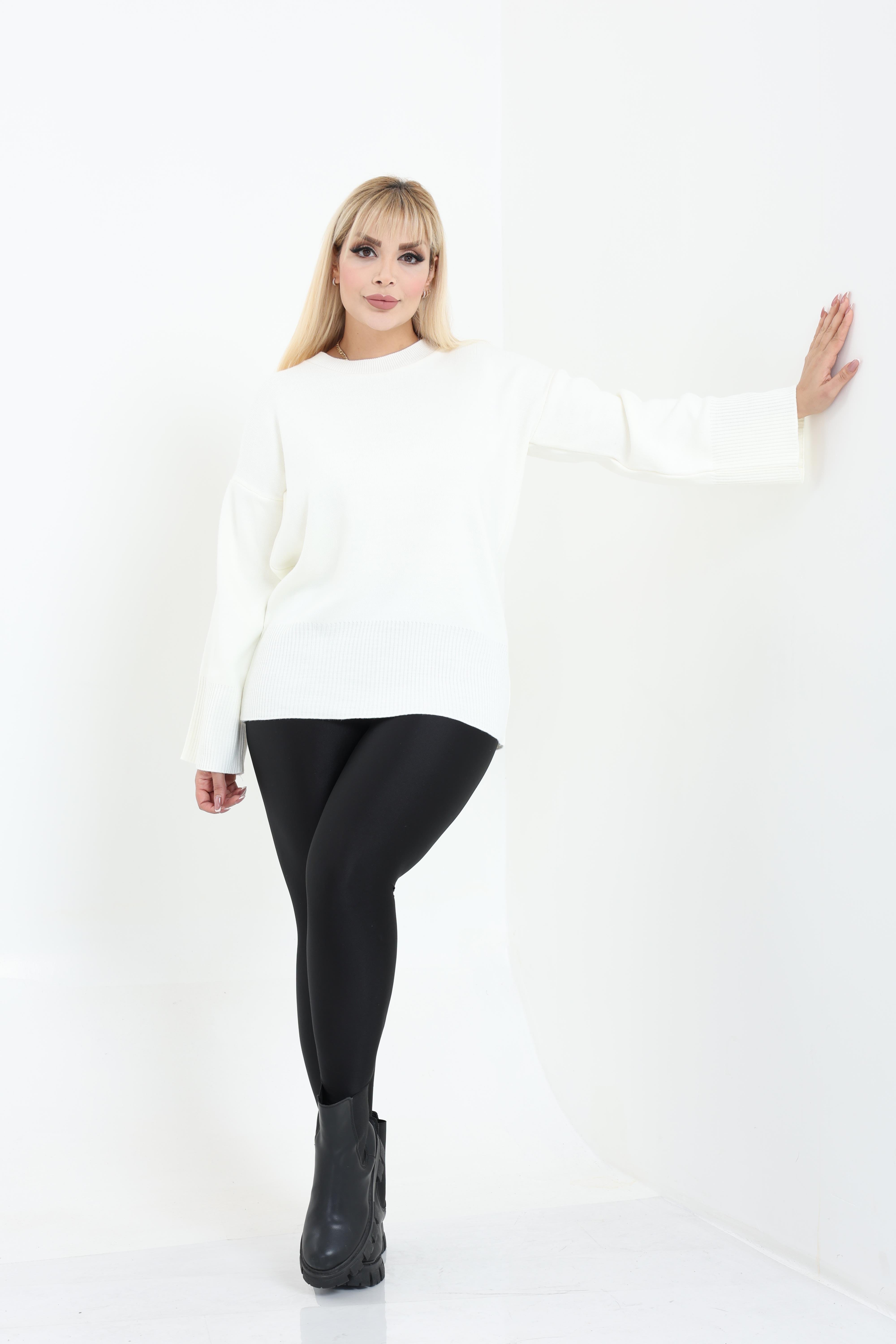 Bisiklet Yaka Rahat Kalıp Triko Örme Kazak