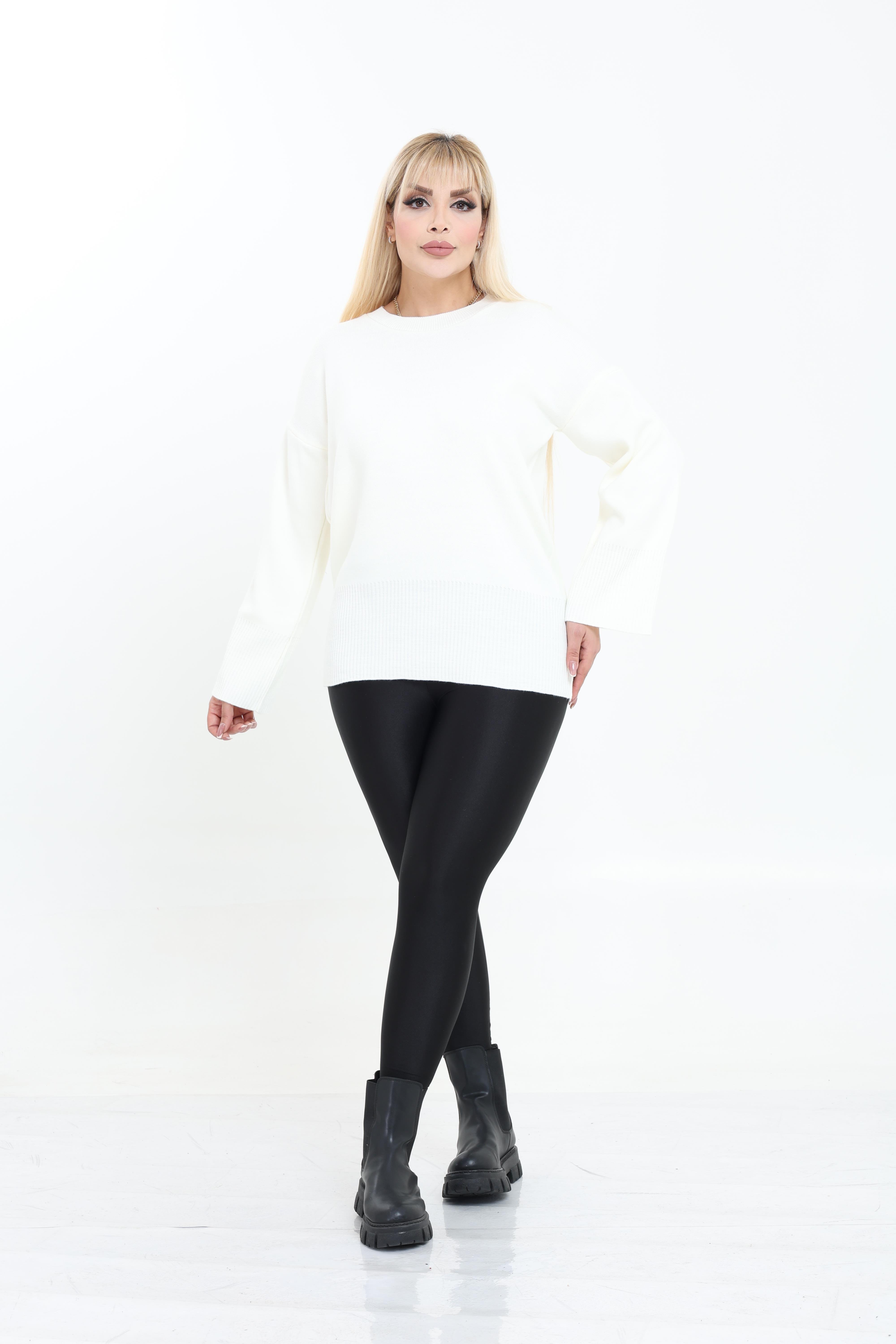 Bisiklet Yaka Rahat Kalıp Triko Örme Kazak