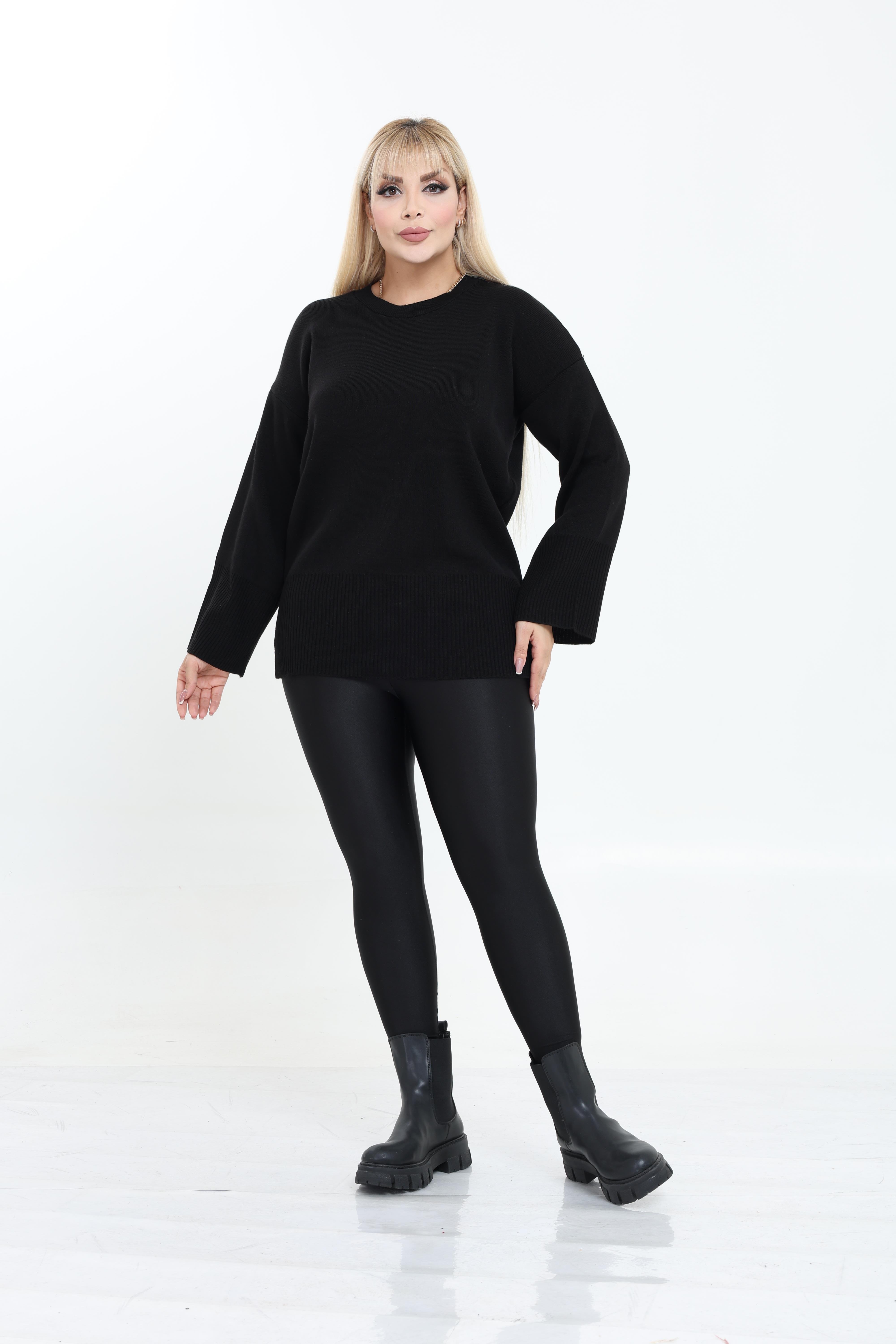 Bisiklet Yaka Rahat Kalıp Triko Örme Kazak