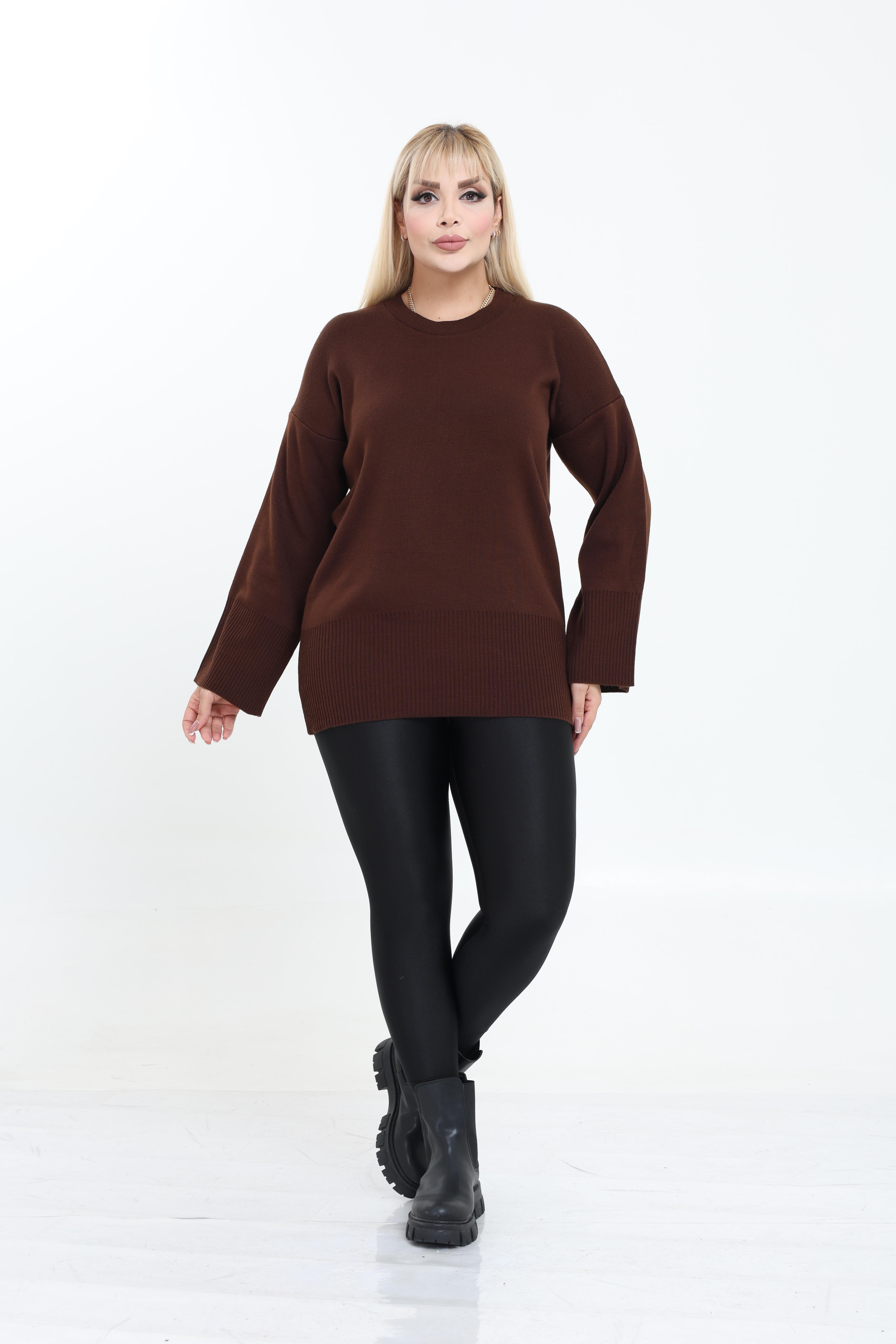 Bisiklet Yaka Rahat Kalıp Triko Örme Kazak