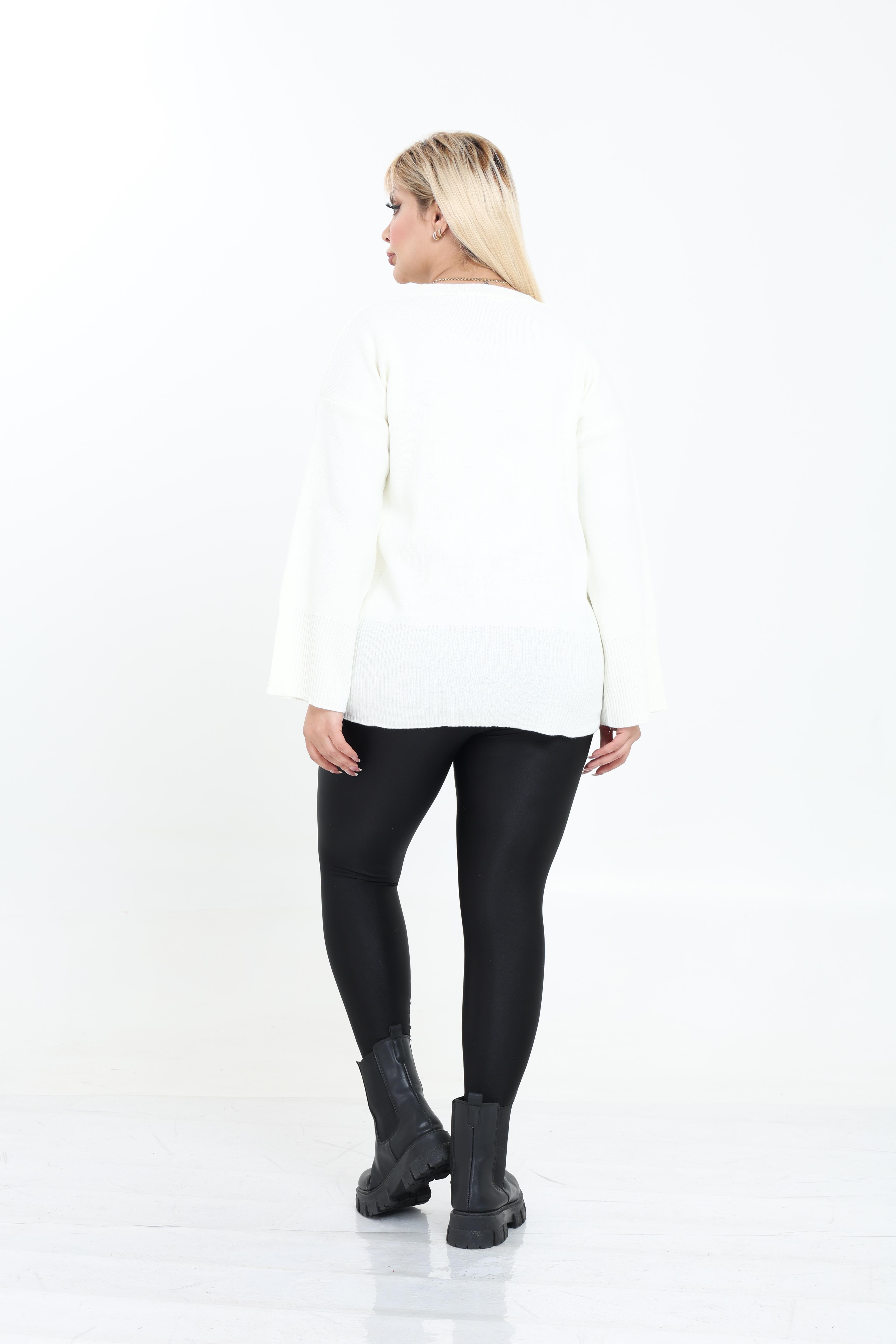 Bisiklet Yaka Rahat Kalıp Triko Örme Kazak