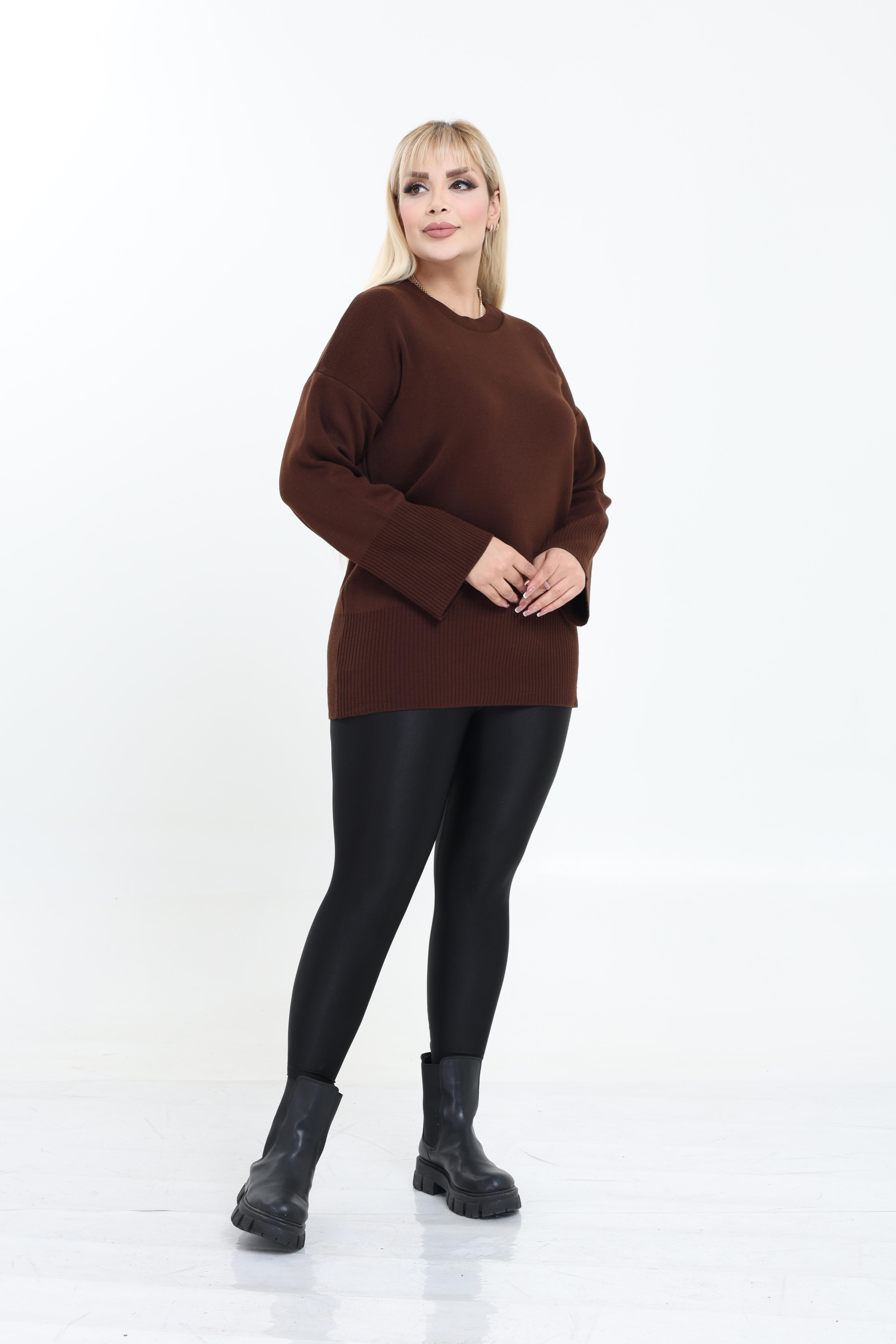 Bisiklet Yaka Rahat Kalıp Triko Örme Kazak