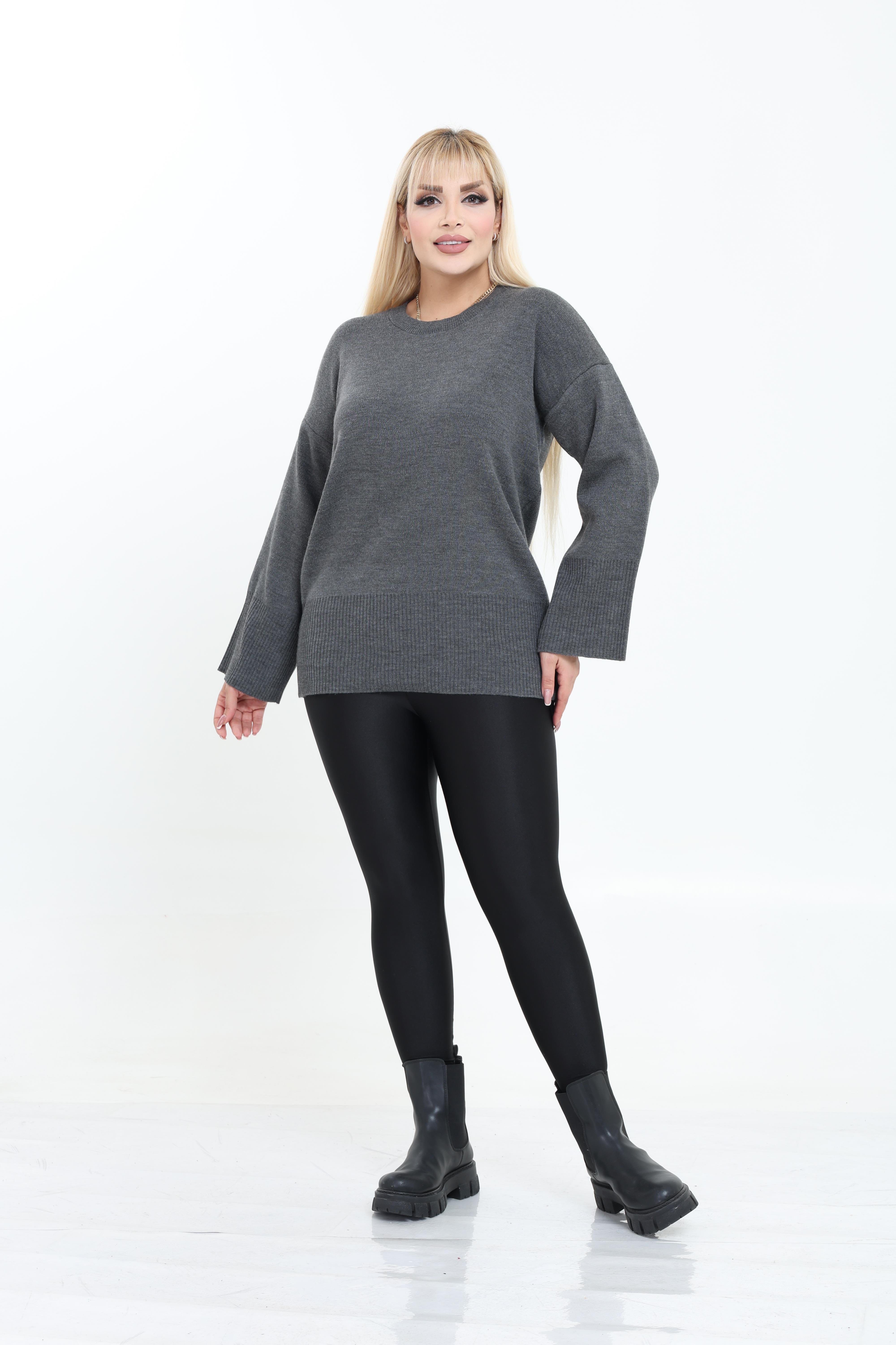 Bisiklet Yaka Rahat Kalıp Triko Örme Kazak