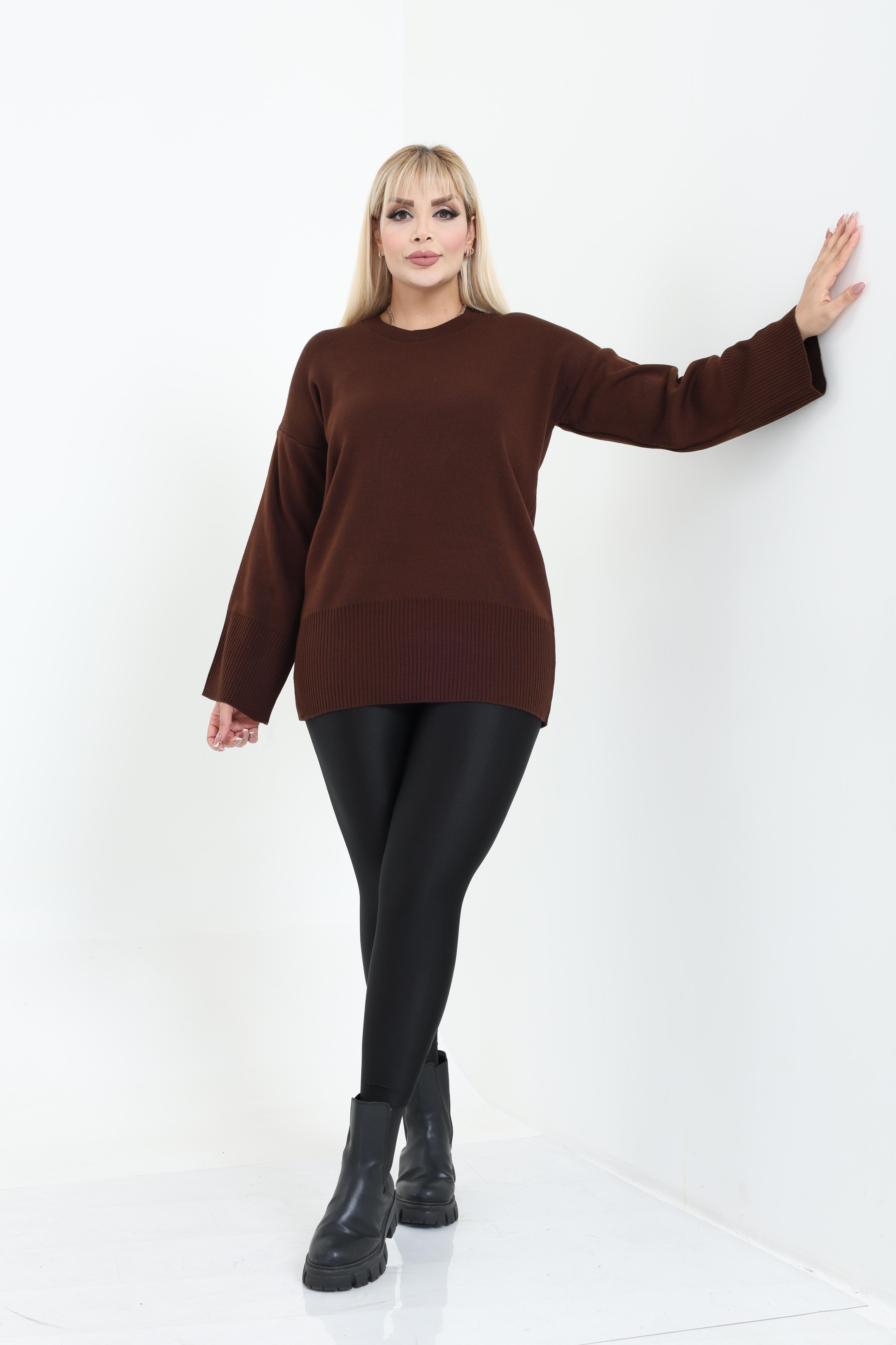 Bisiklet Yaka Rahat Kalıp Triko Örme Kazak