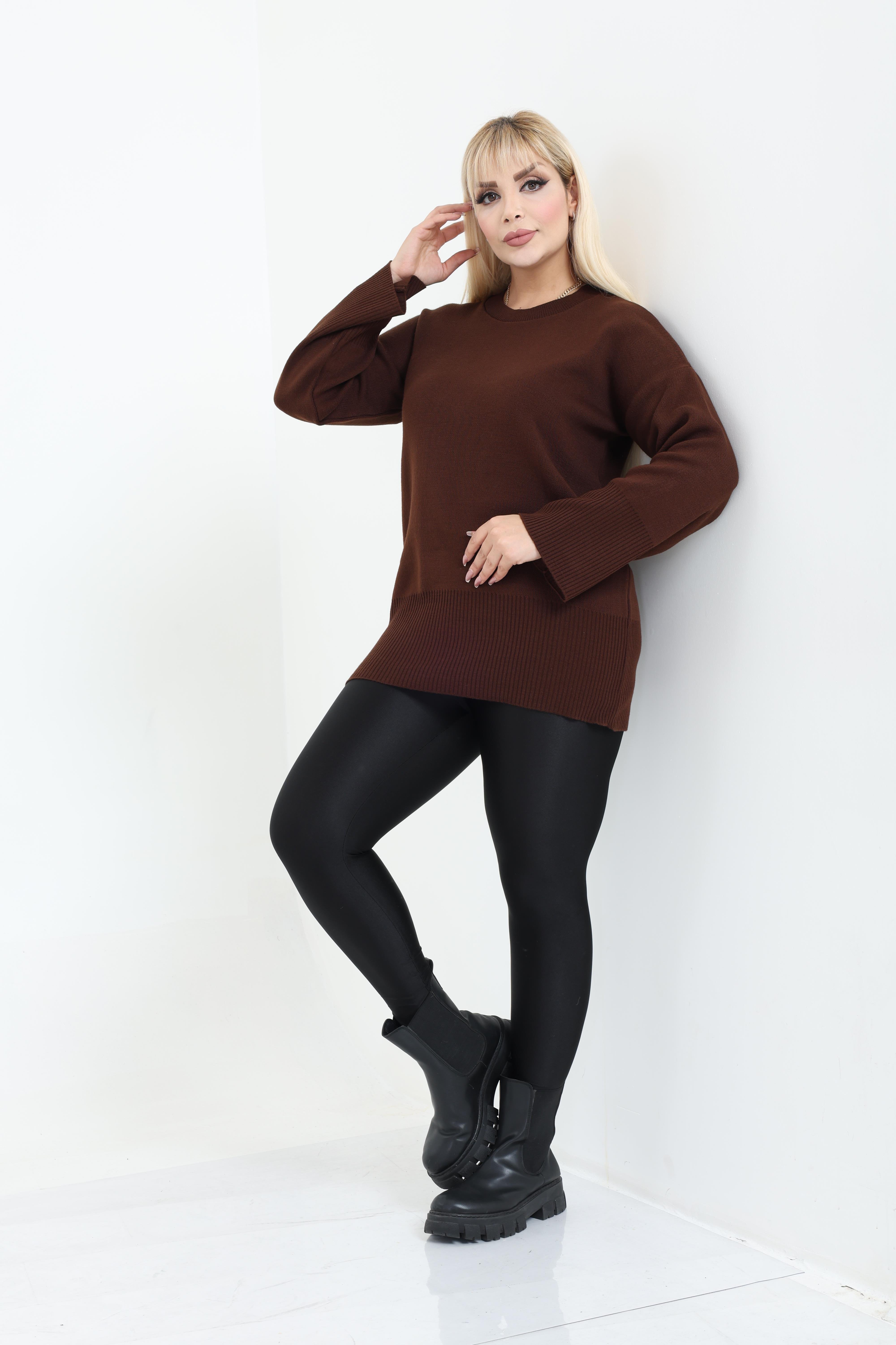 Bisiklet Yaka Rahat Kalıp Triko Örme Kazak