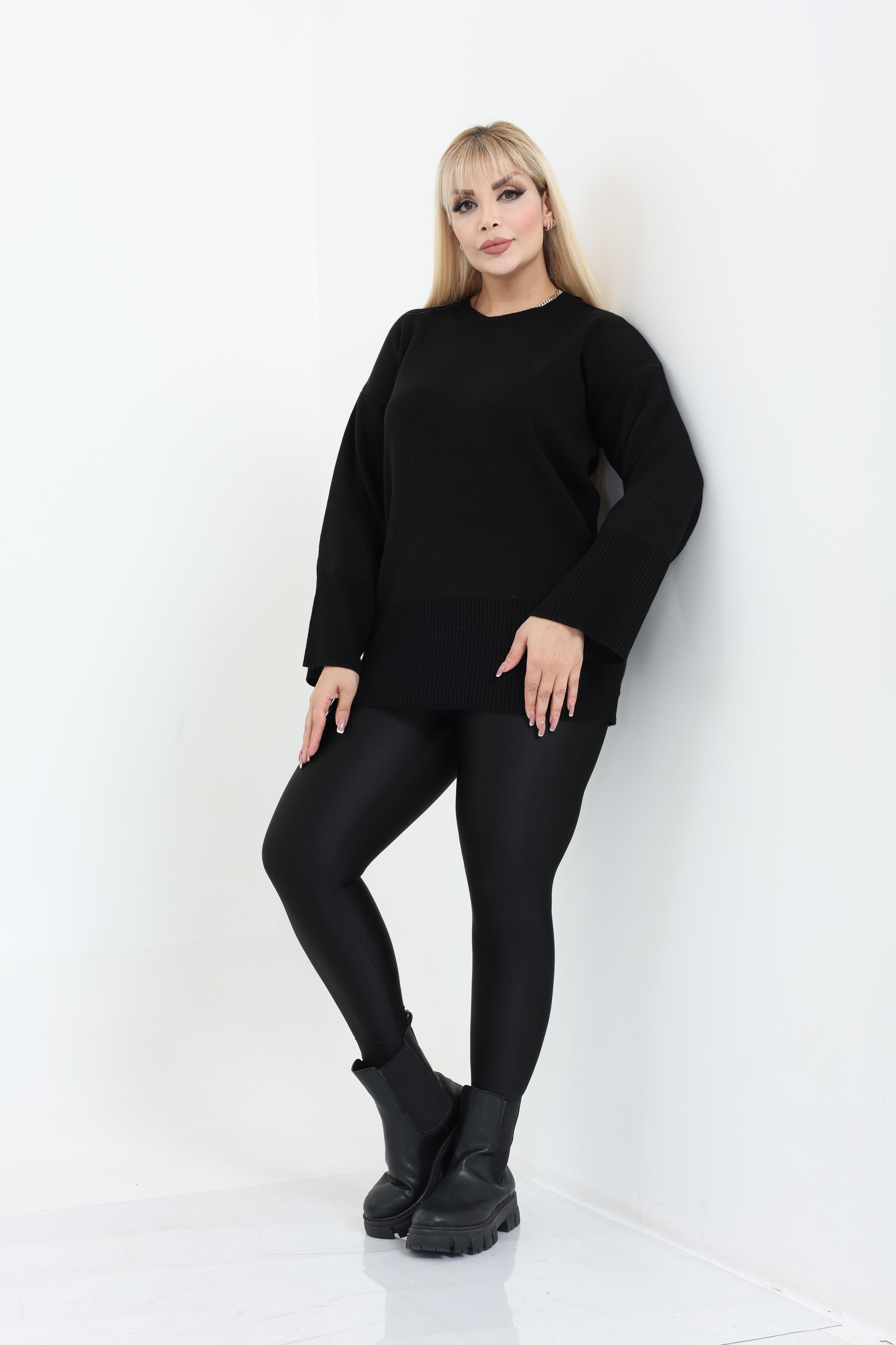 Bisiklet Yaka Rahat Kalıp Triko Örme Kazak