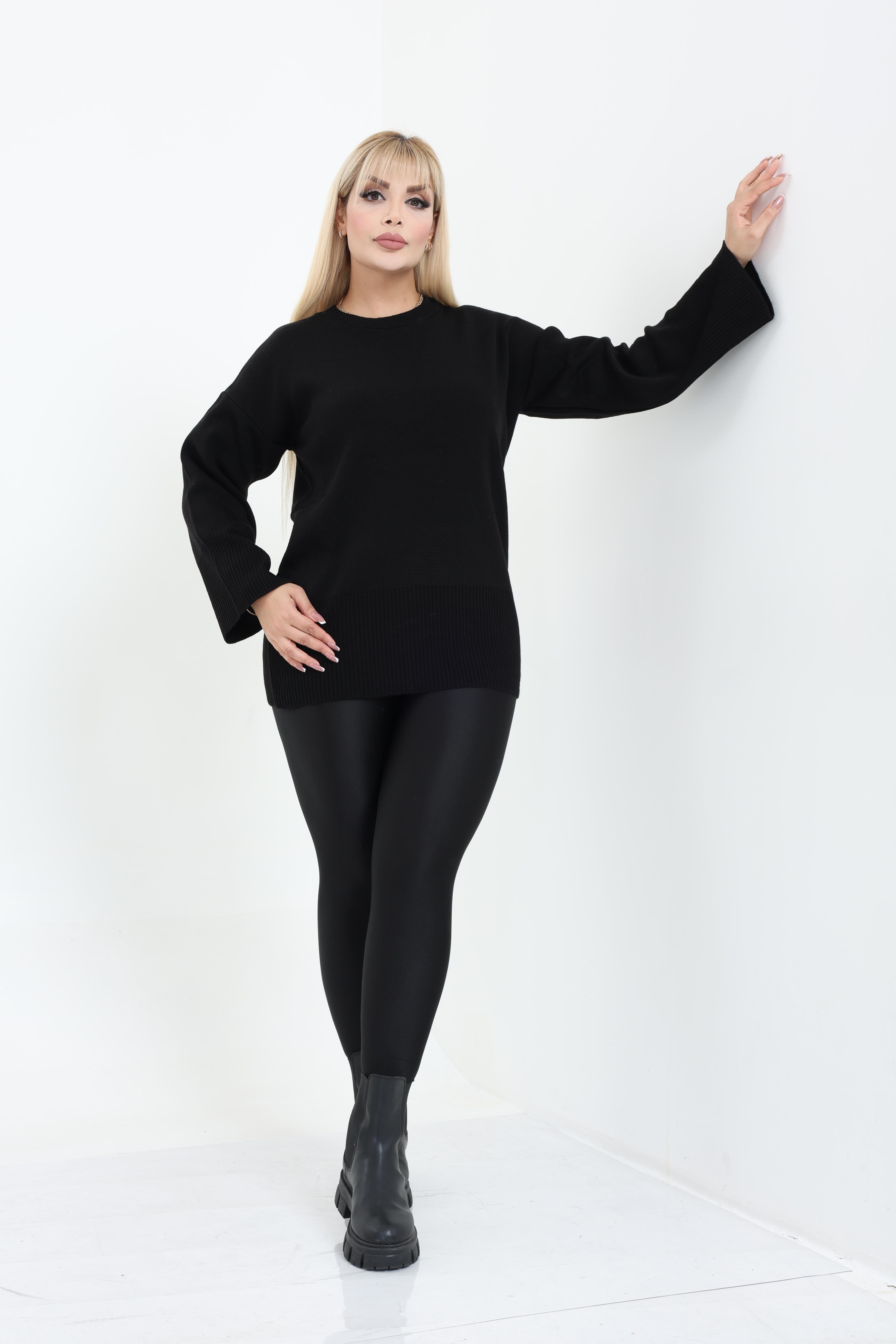 Bisiklet Yaka Rahat Kalıp Triko Örme Kazak