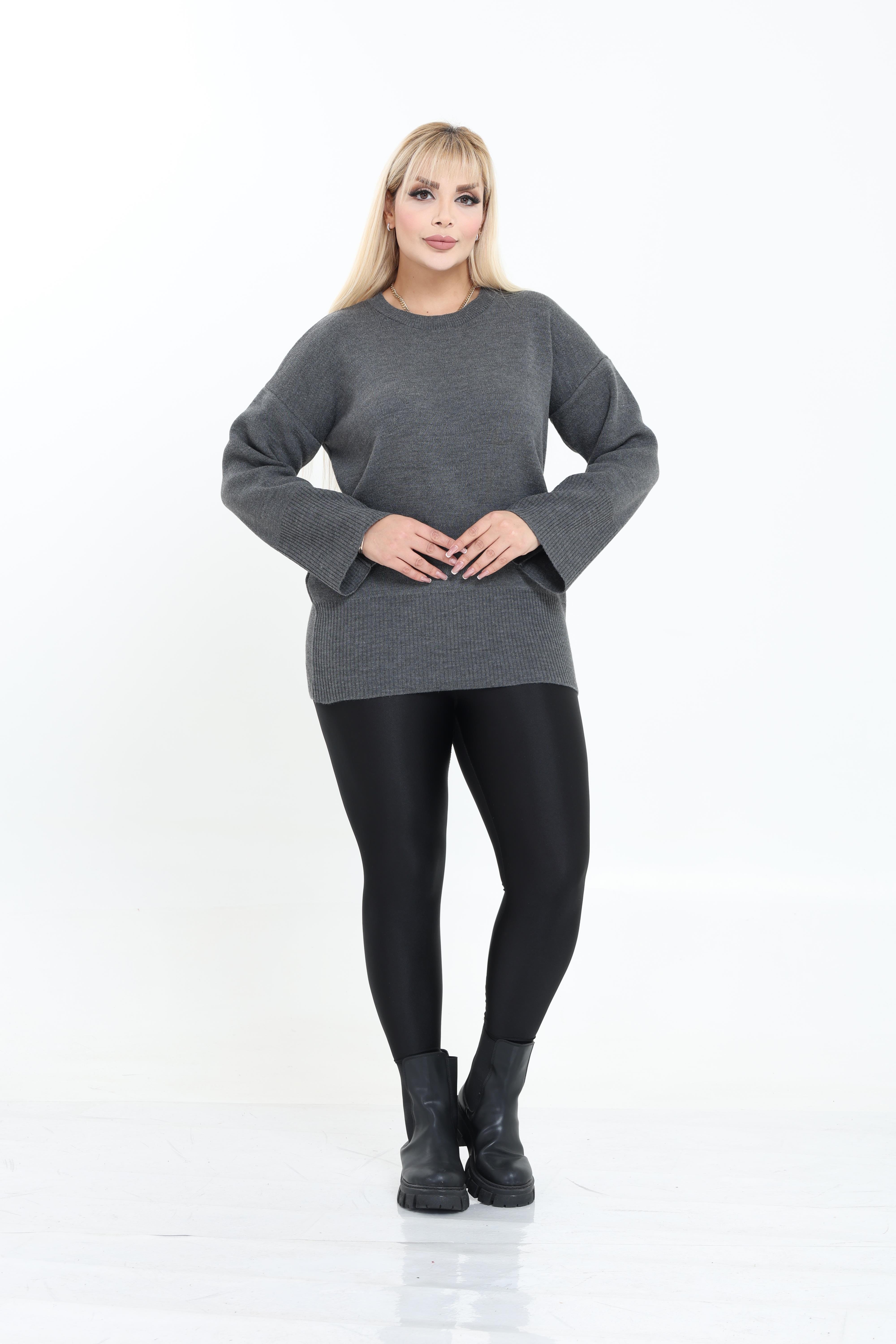 Bisiklet Yaka Rahat Kalıp Triko Örme Kazak