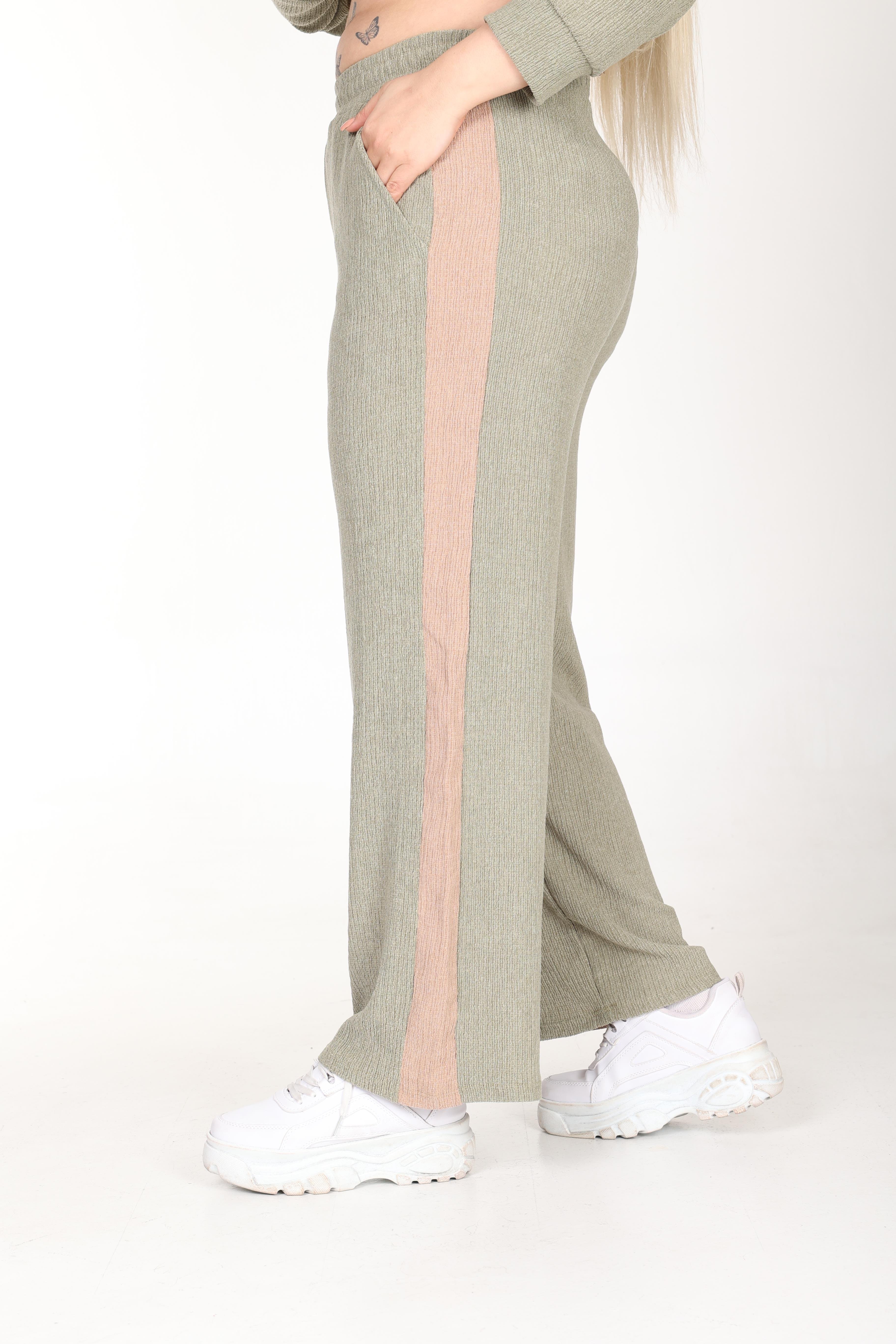 Blok Renkli Yaka Fermuarlı Bürümcük Alt-Üst Takım