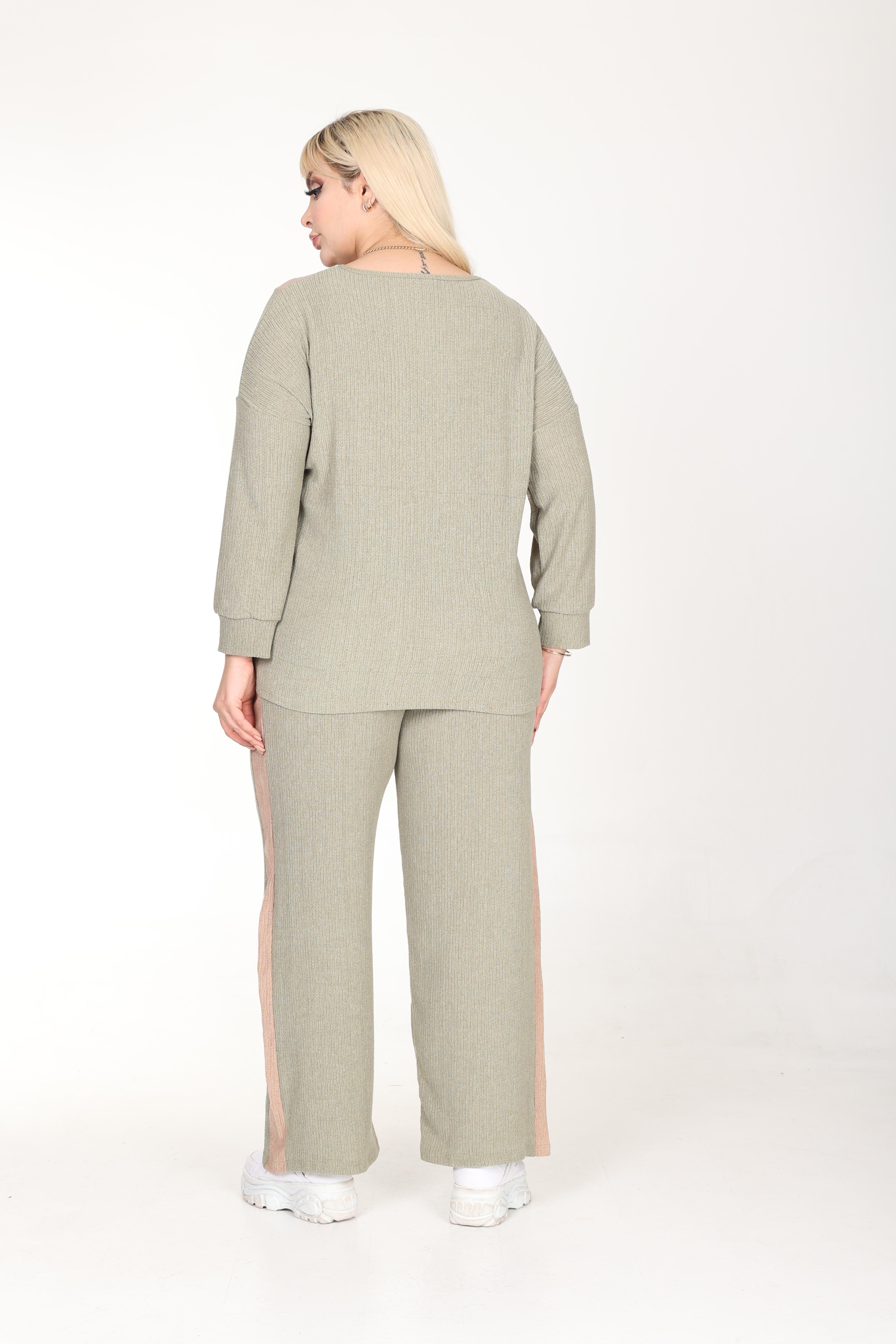 Blok Renkli Yaka Fermuarlı Bürümcük Alt-Üst Takım