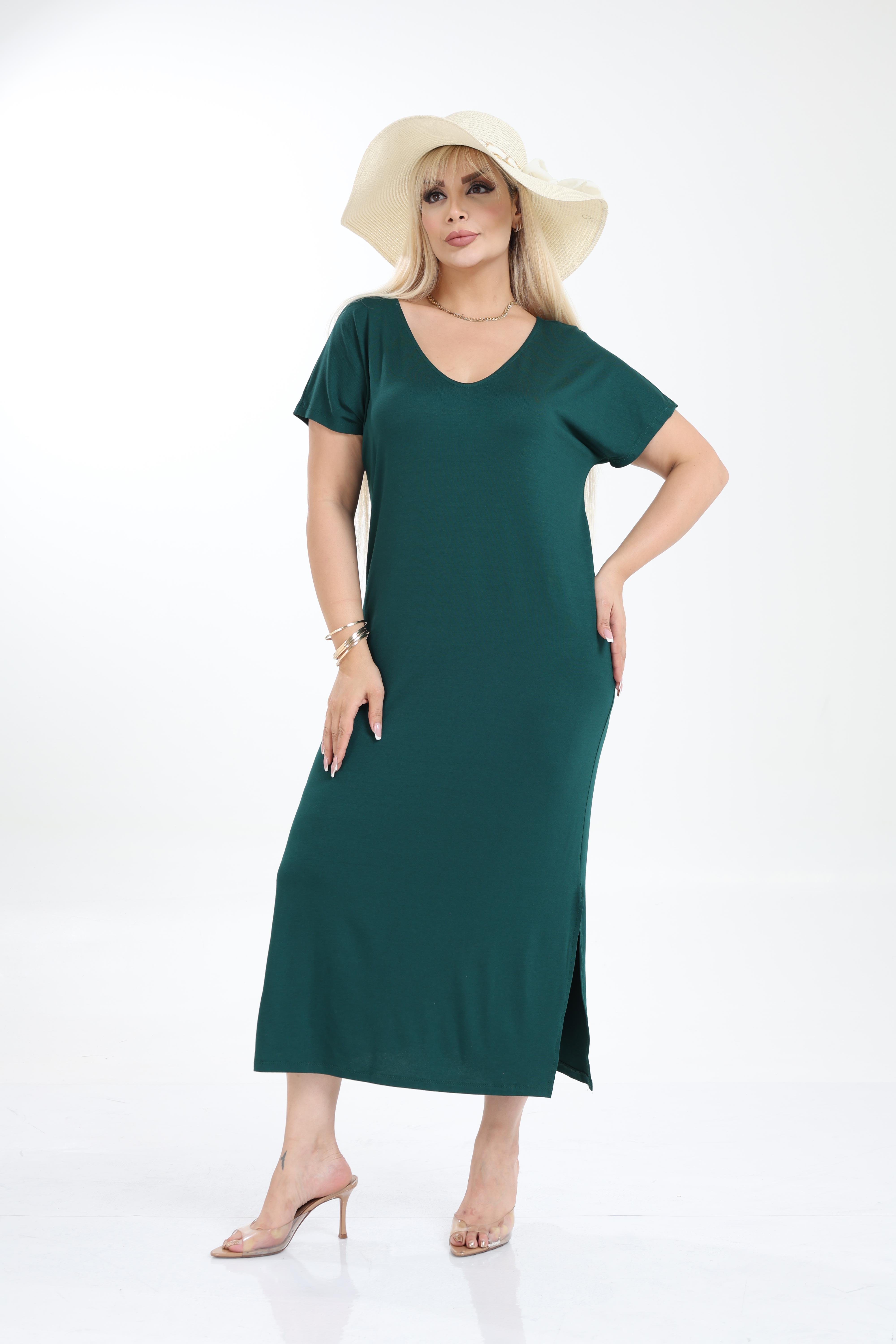 Büyük Beden Kadın Viskon Örme Basic Günlük Elbise