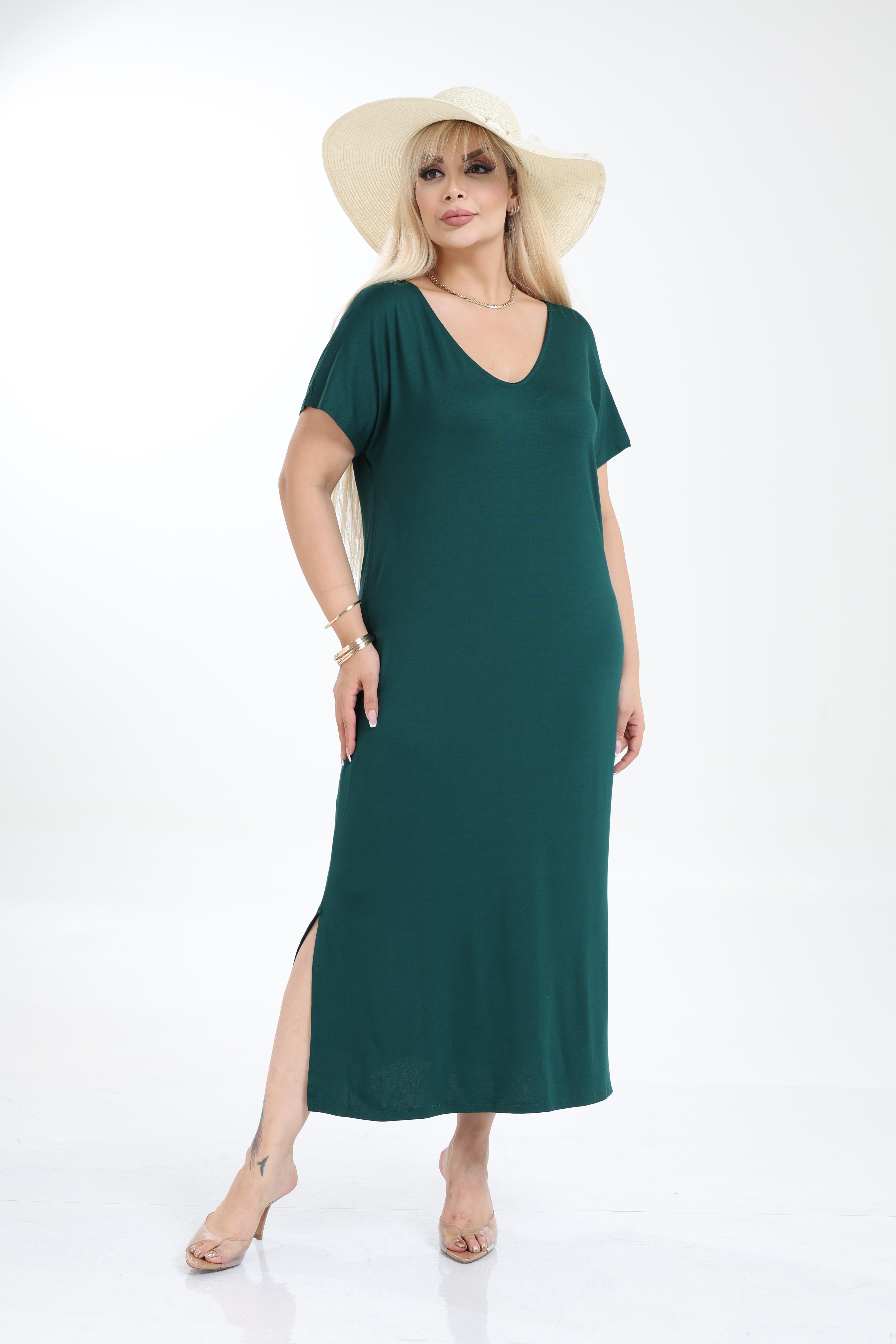 Büyük Beden Kadın Viskon Örme Basic Günlük Elbise