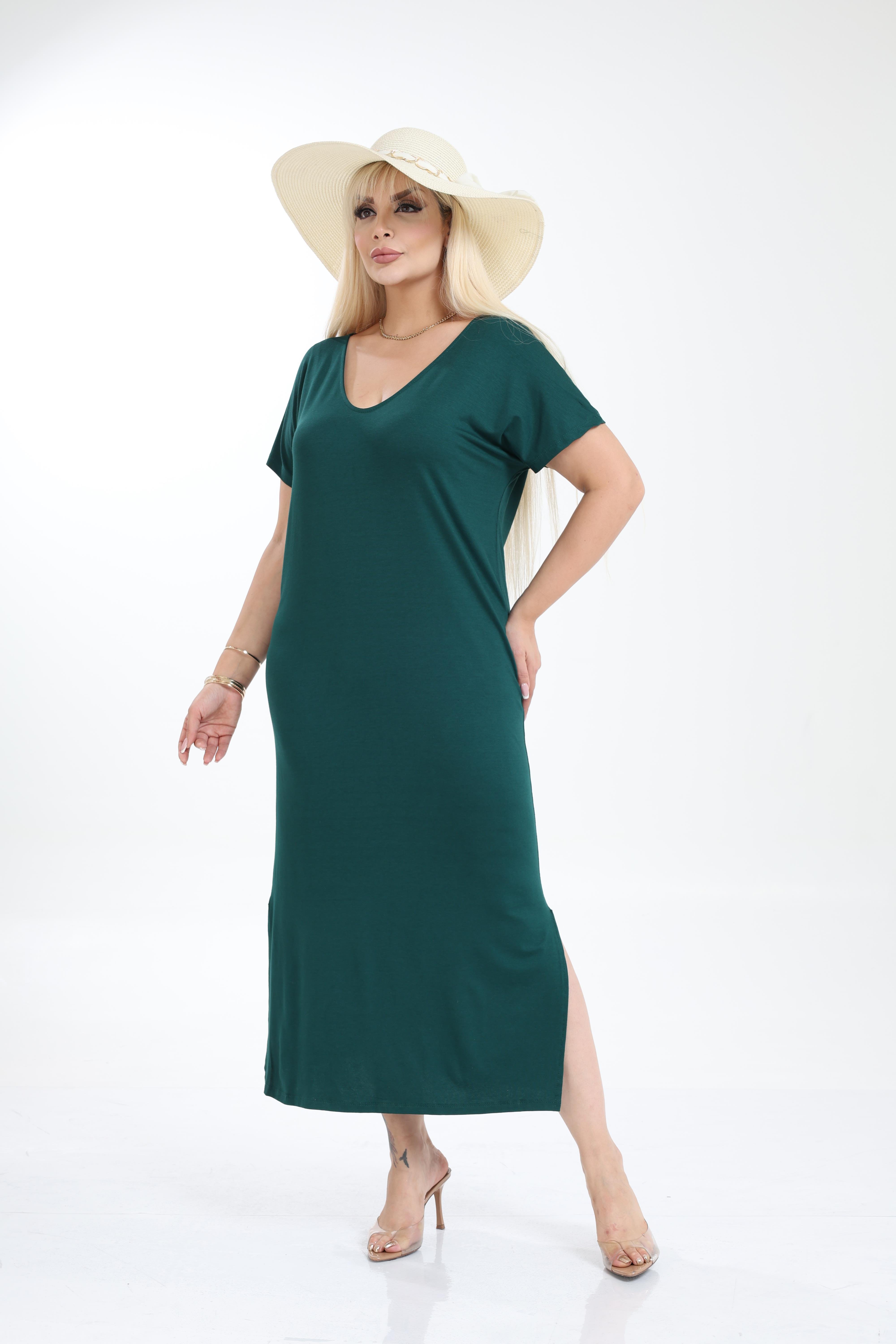 Büyük Beden Kadın Viskon Örme Basic Günlük Elbise