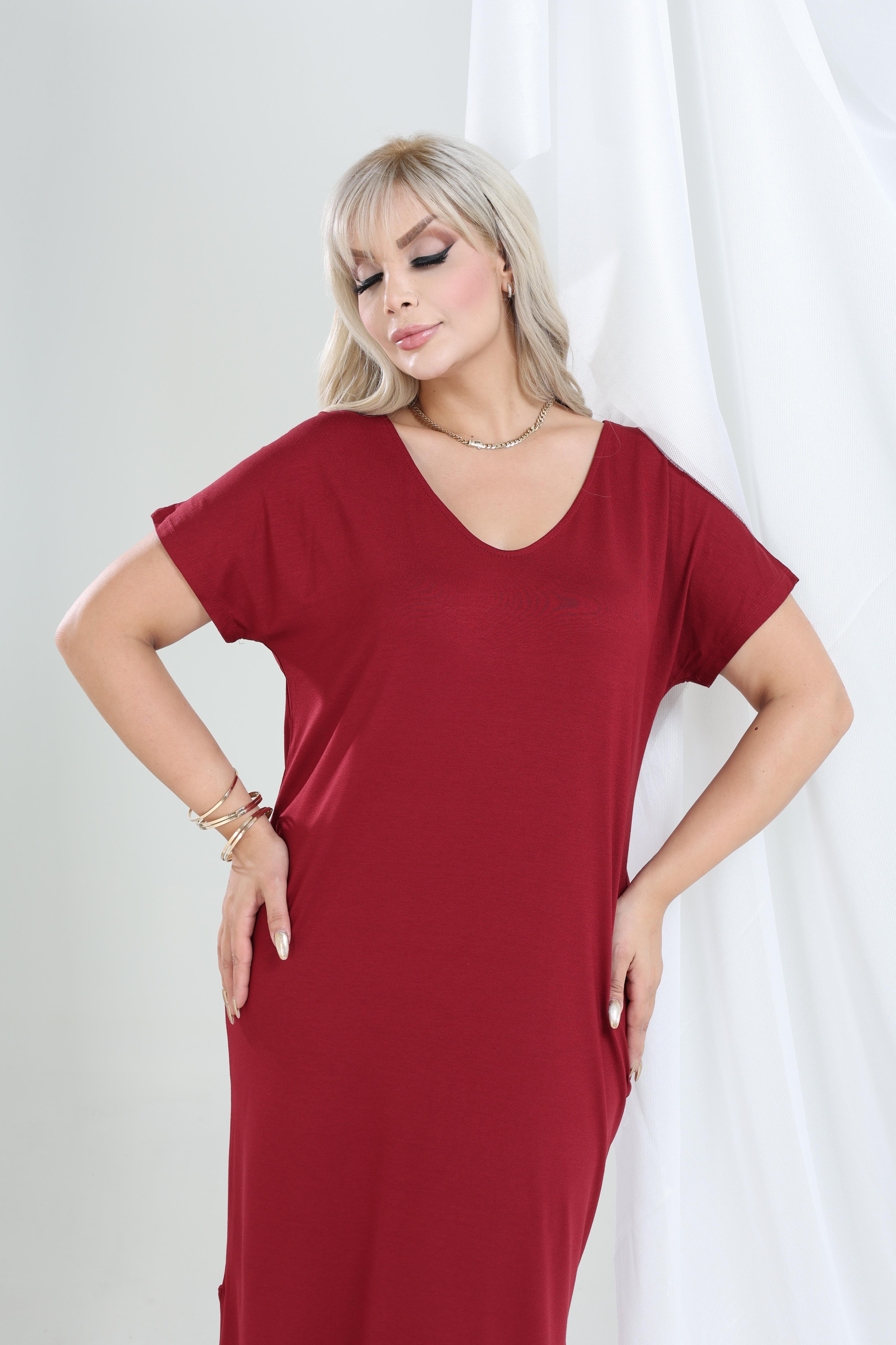 Büyük Beden Kadın Viskon Örme Basic Günlük Elbise