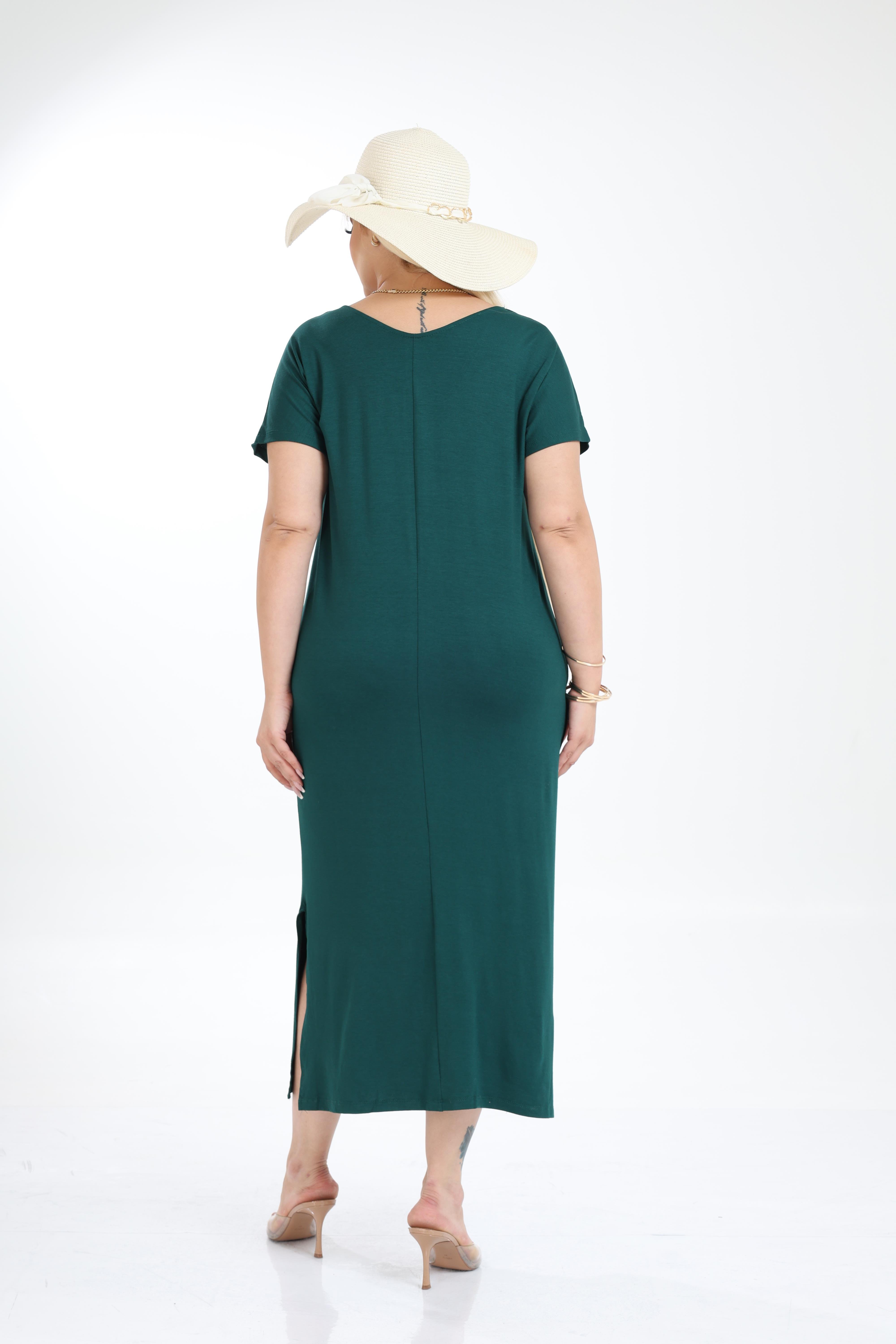 Büyük Beden Kadın Viskon Örme Basic Günlük Elbise