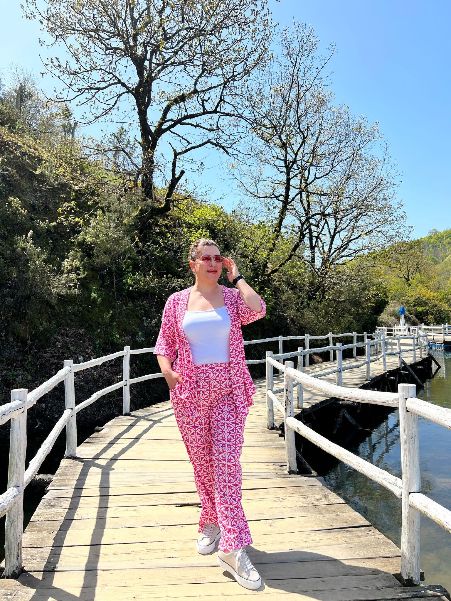 Büyük Beden Kimono & Pantolon Örme Takım 