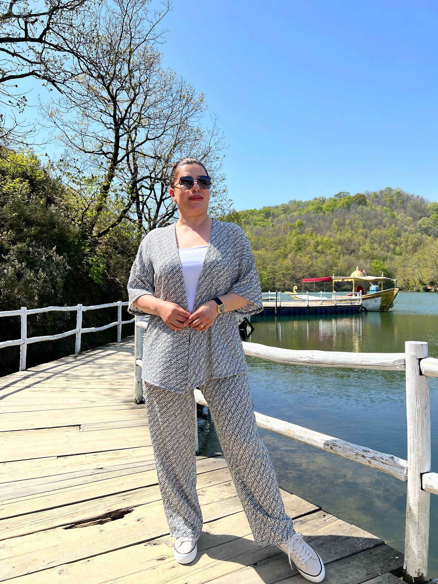 Büyük Beden Kimono & Pantolon Örme Takım