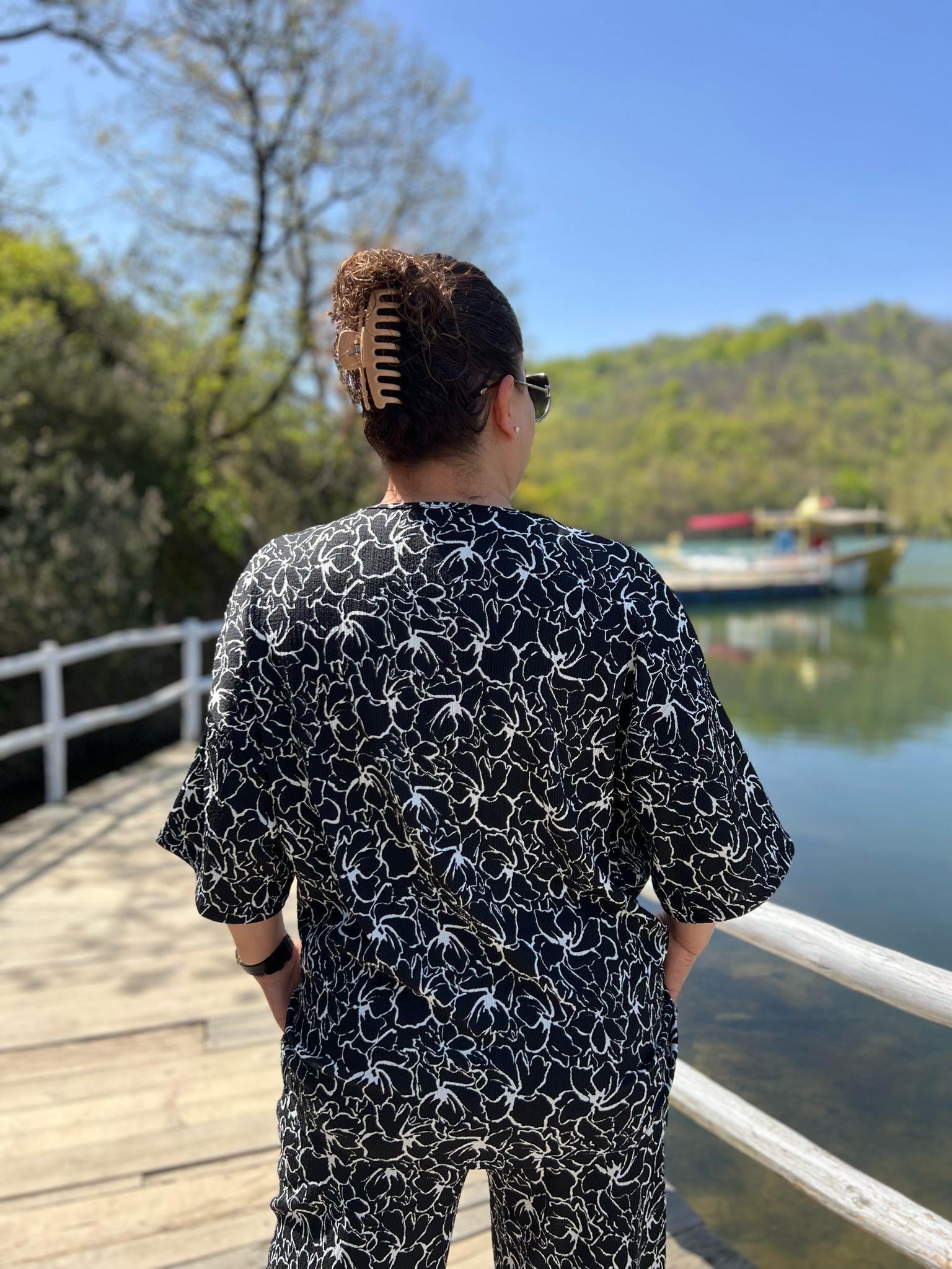 Büyük Beden Kimono & Pantolon Örme Takım