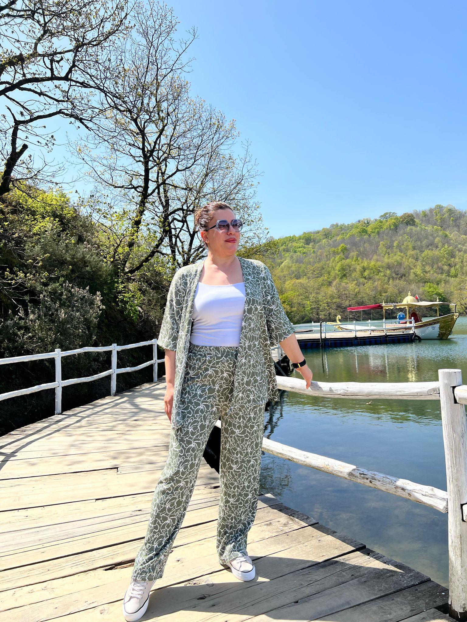 Büyük Beden Kimono & Pantolon Örme Takım