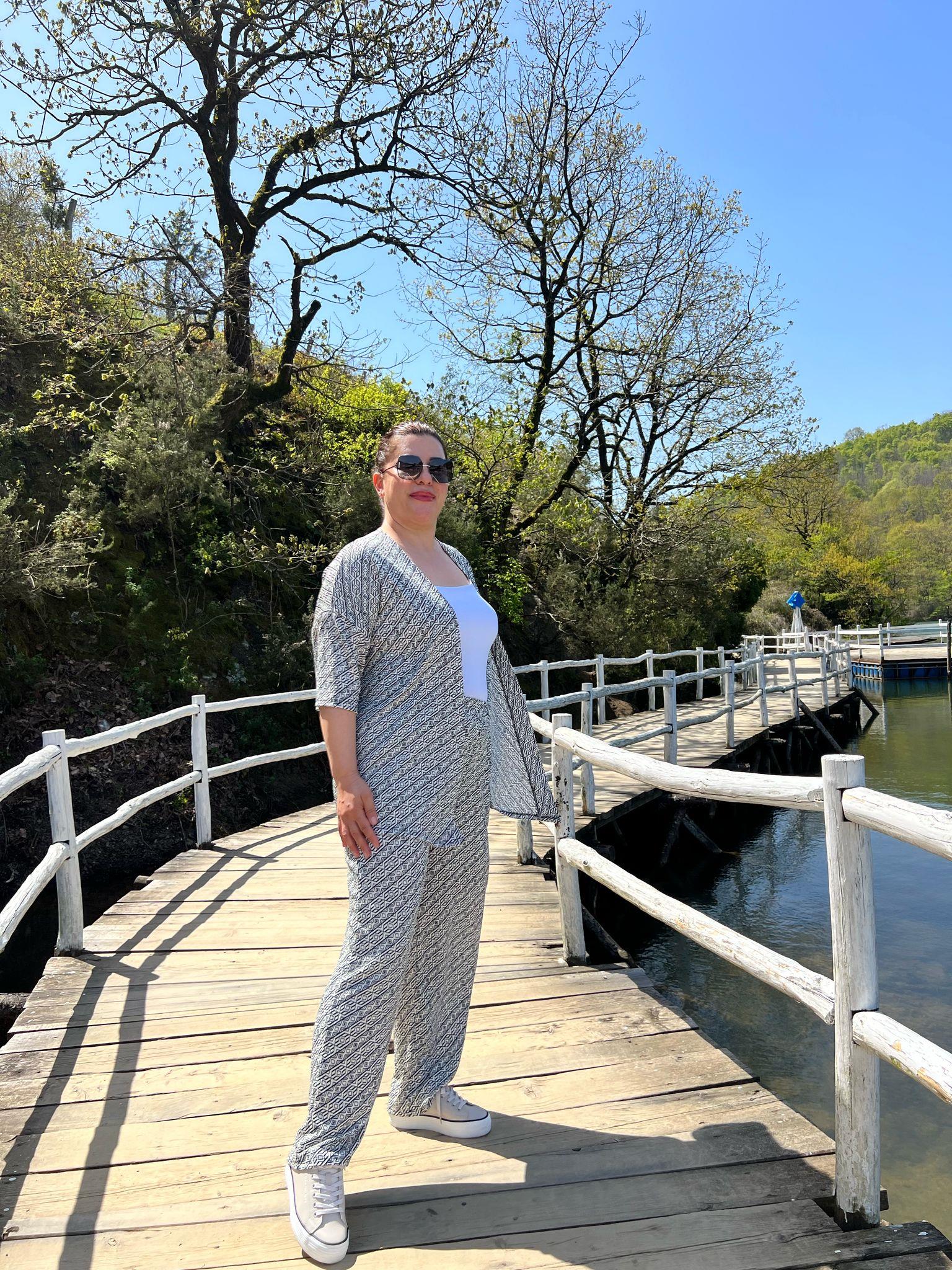 Büyük Beden Kimono & Pantolon Örme Takım