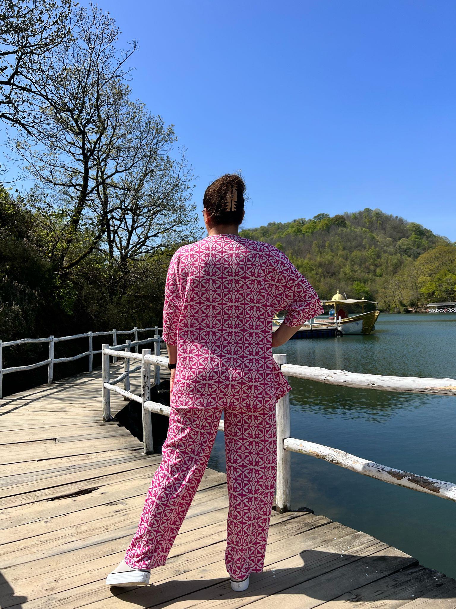 Büyük Beden Kimono & Pantolon Örme Takım 