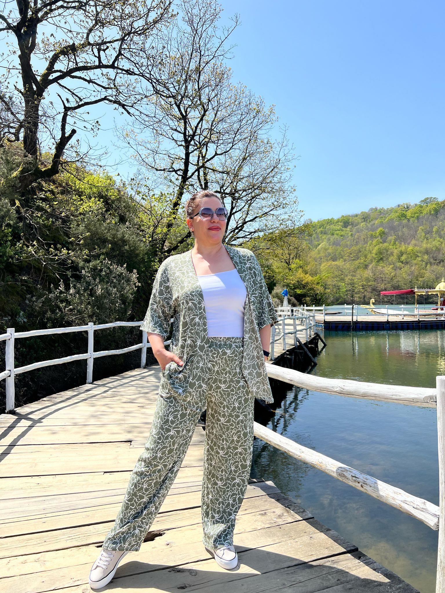 Büyük Beden Kimono & Pantolon Örme Takım