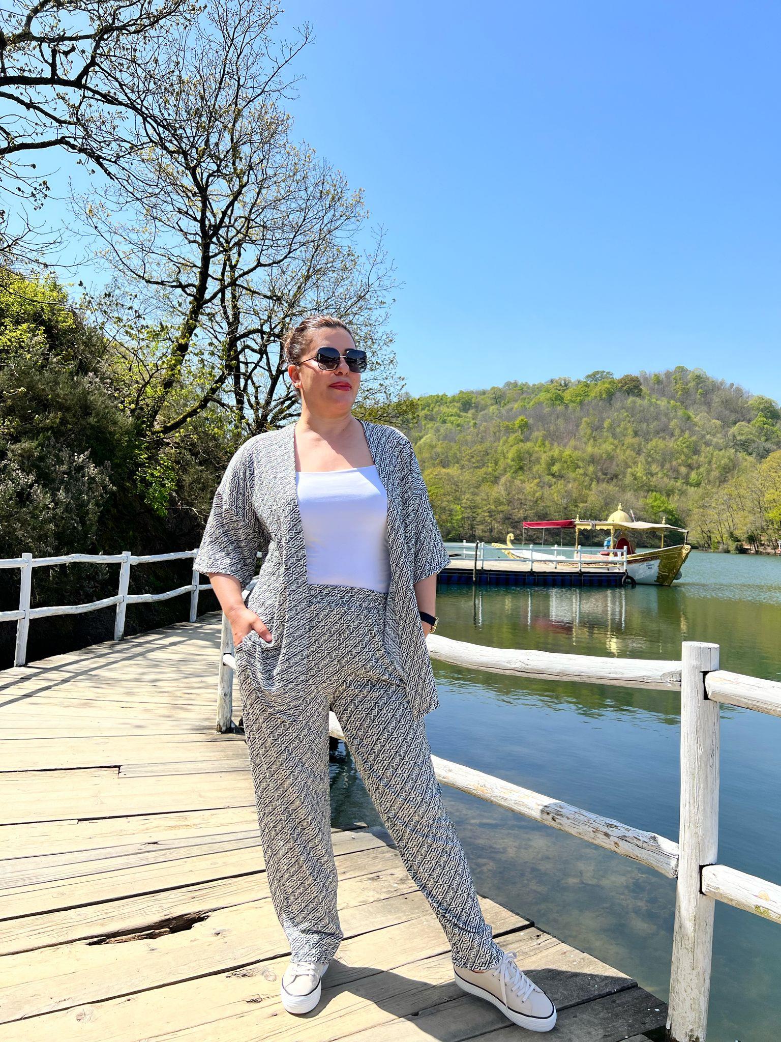 Büyük Beden Kimono & Pantolon Örme Takım