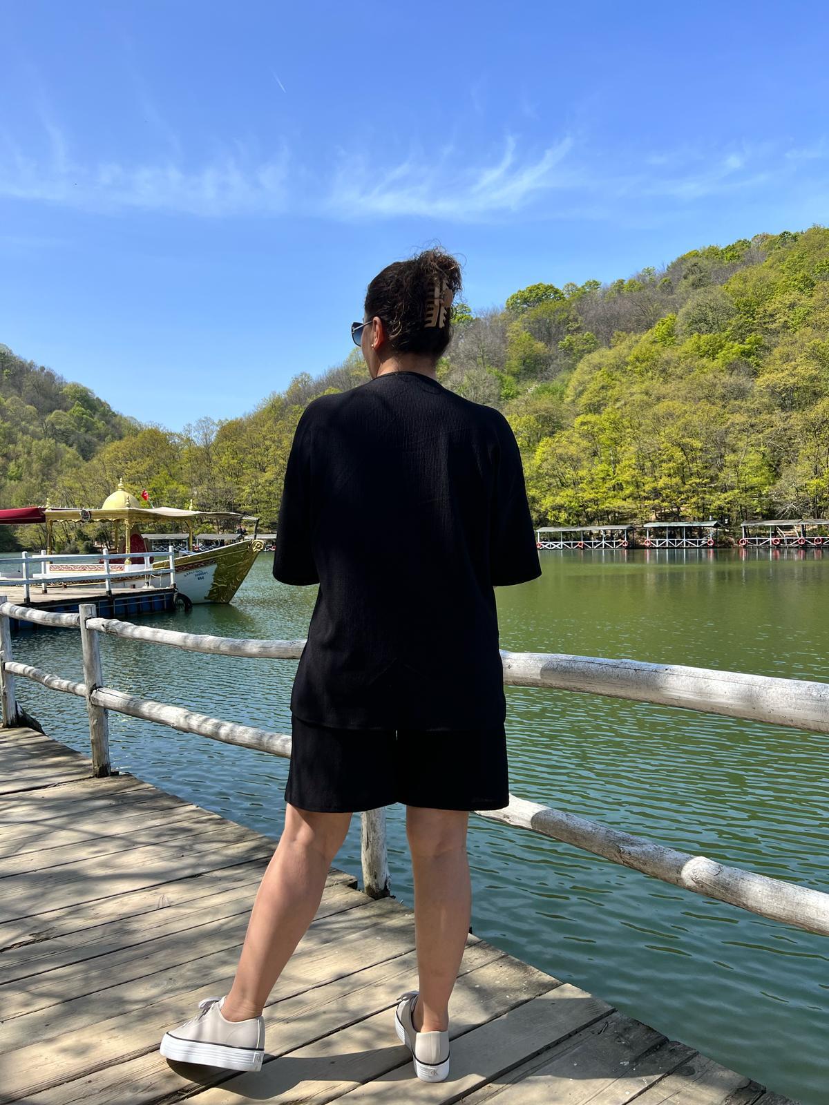 Büyük Beden Kimono & Şort Örme Takım