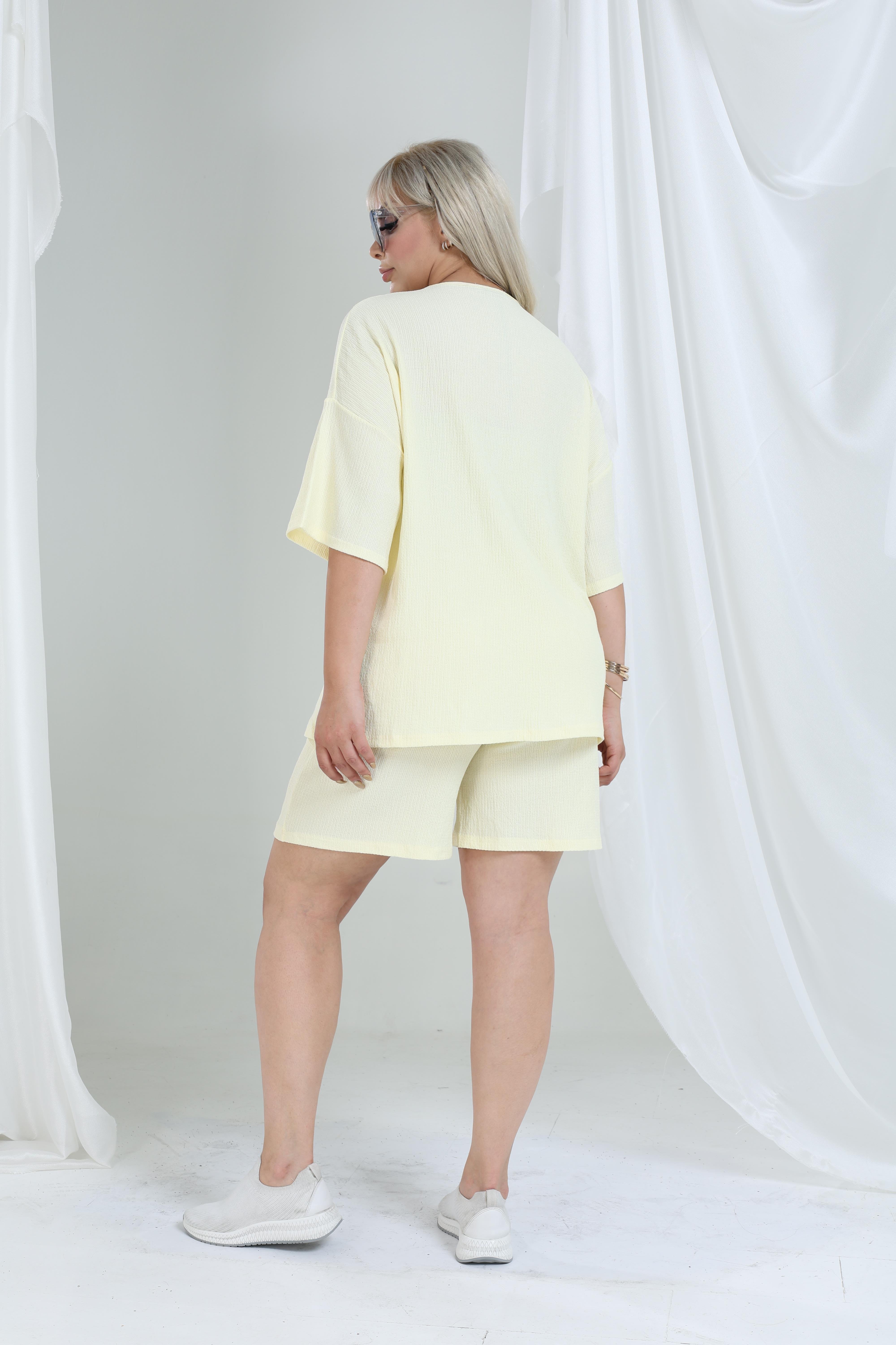 Büyük Beden Kimono & Şort Örme Takım