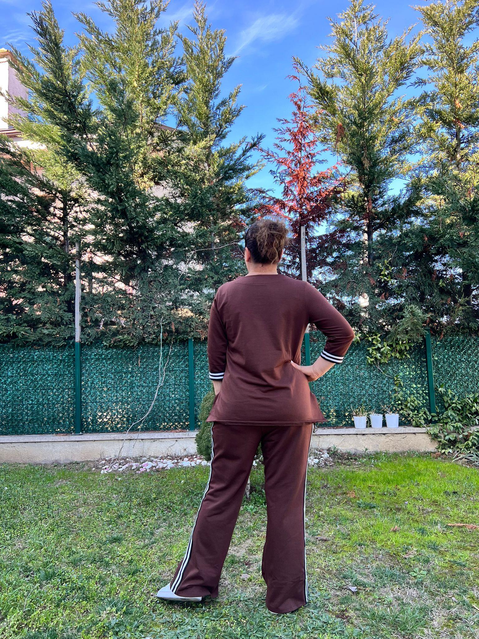 Büyük Beden Şeritli Alt-Üst Örme Takım