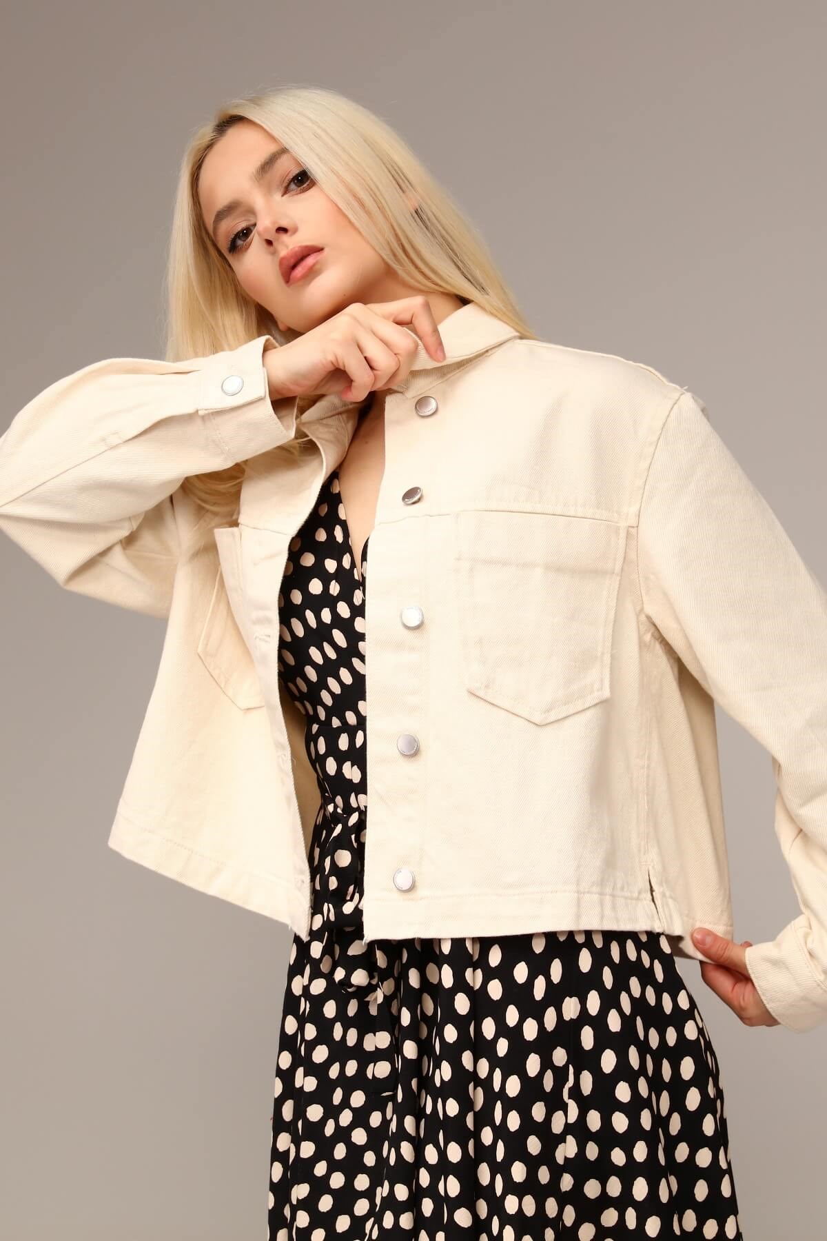 Crop Cepli Denim Ceket 
