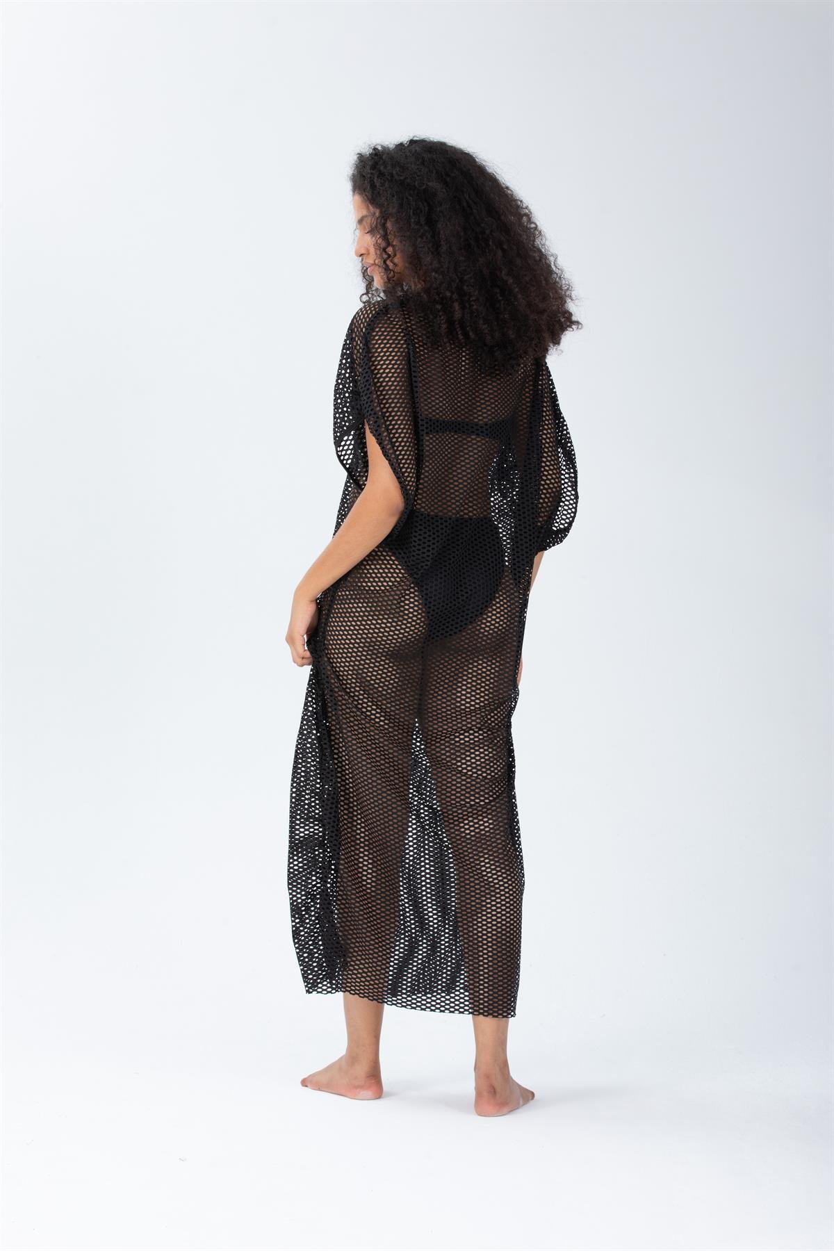 Deri Kaplama Salaş Kesim File Elbise