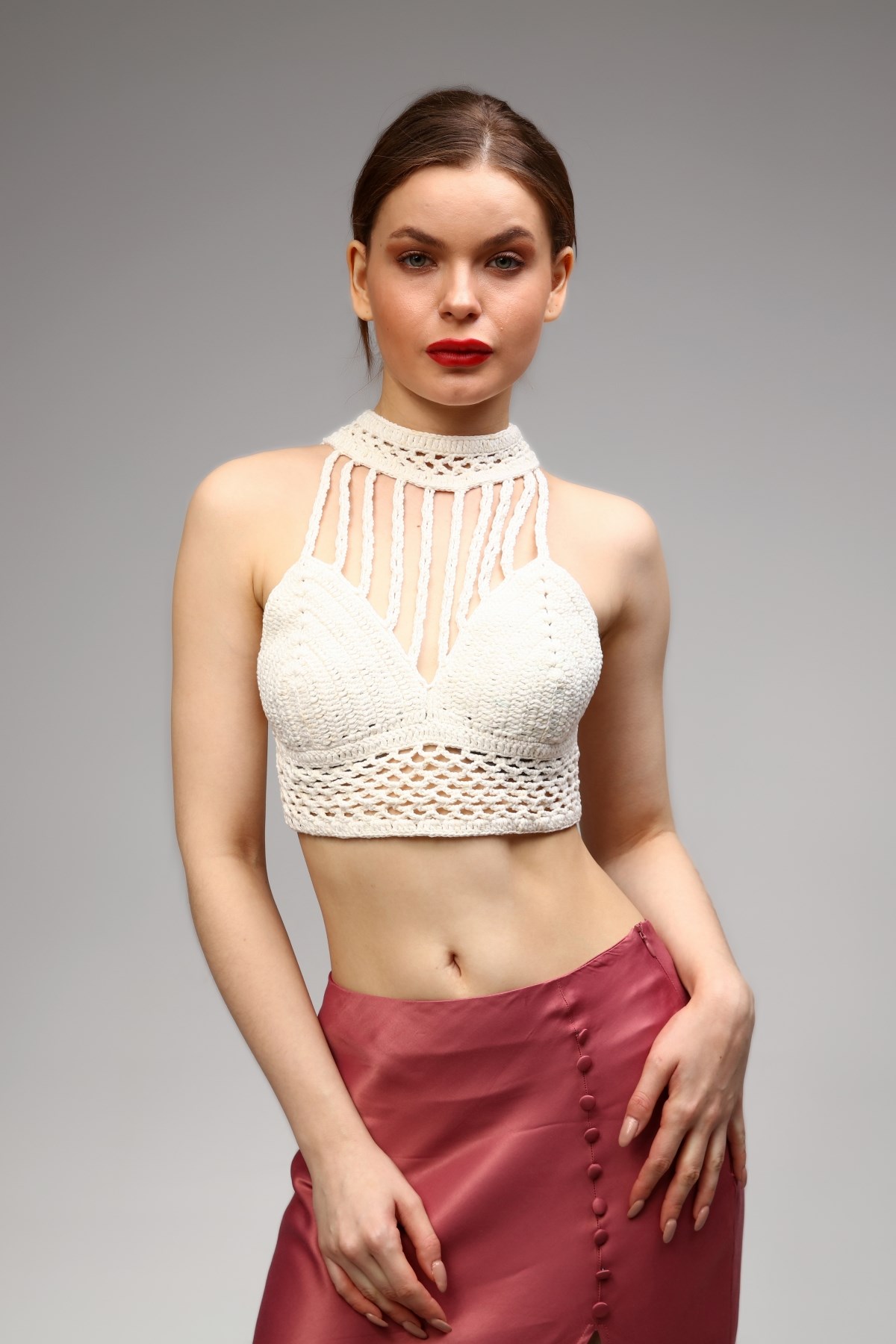 El Örgüsü Bralet Büstiyer Crop 